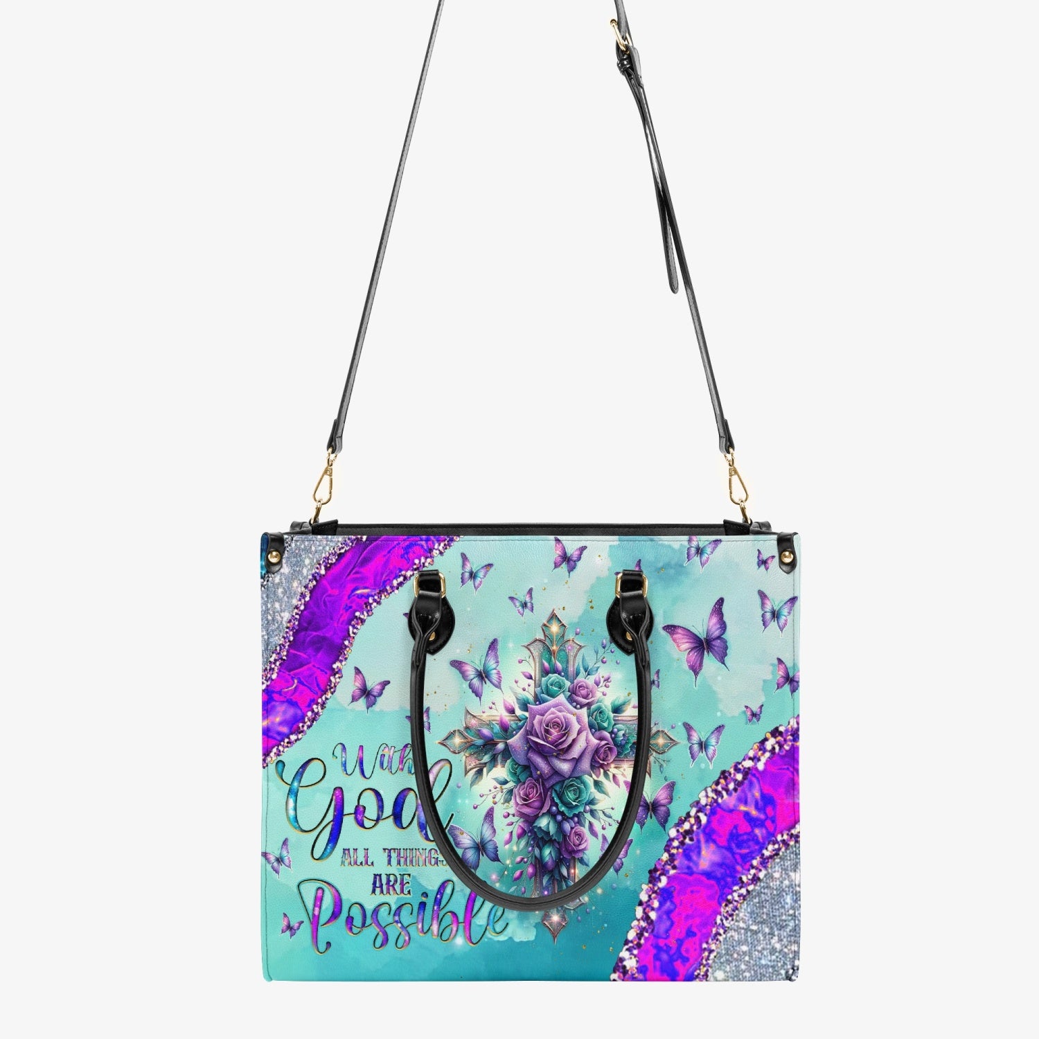 With God All Things Are Possible Leather Handbag - Tlnz0304242