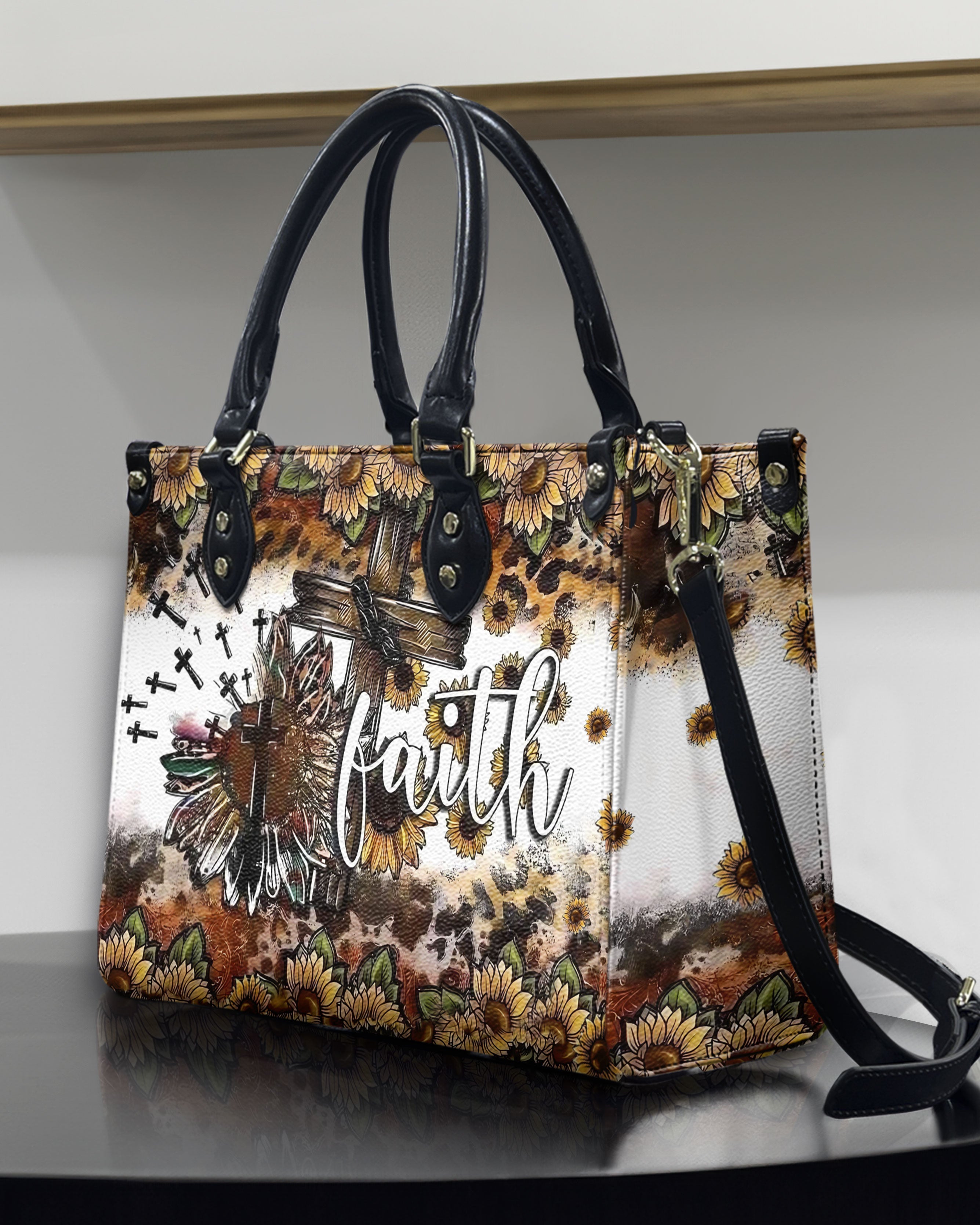 Faith Cross Sunflower Leather Handbag - Yhhn1112245
