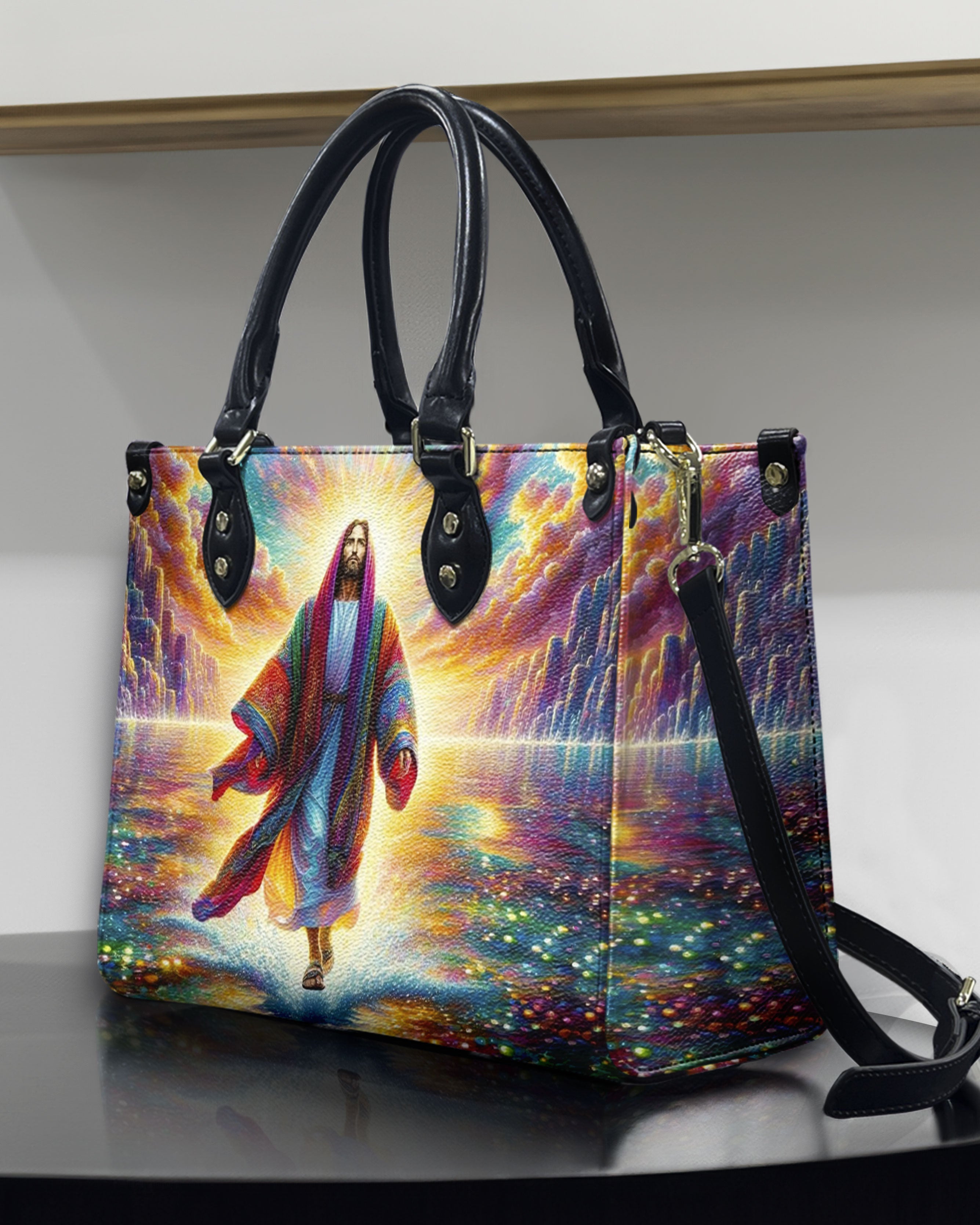 Jesus Walking on Water Leather Handbag - Yhhn1912244