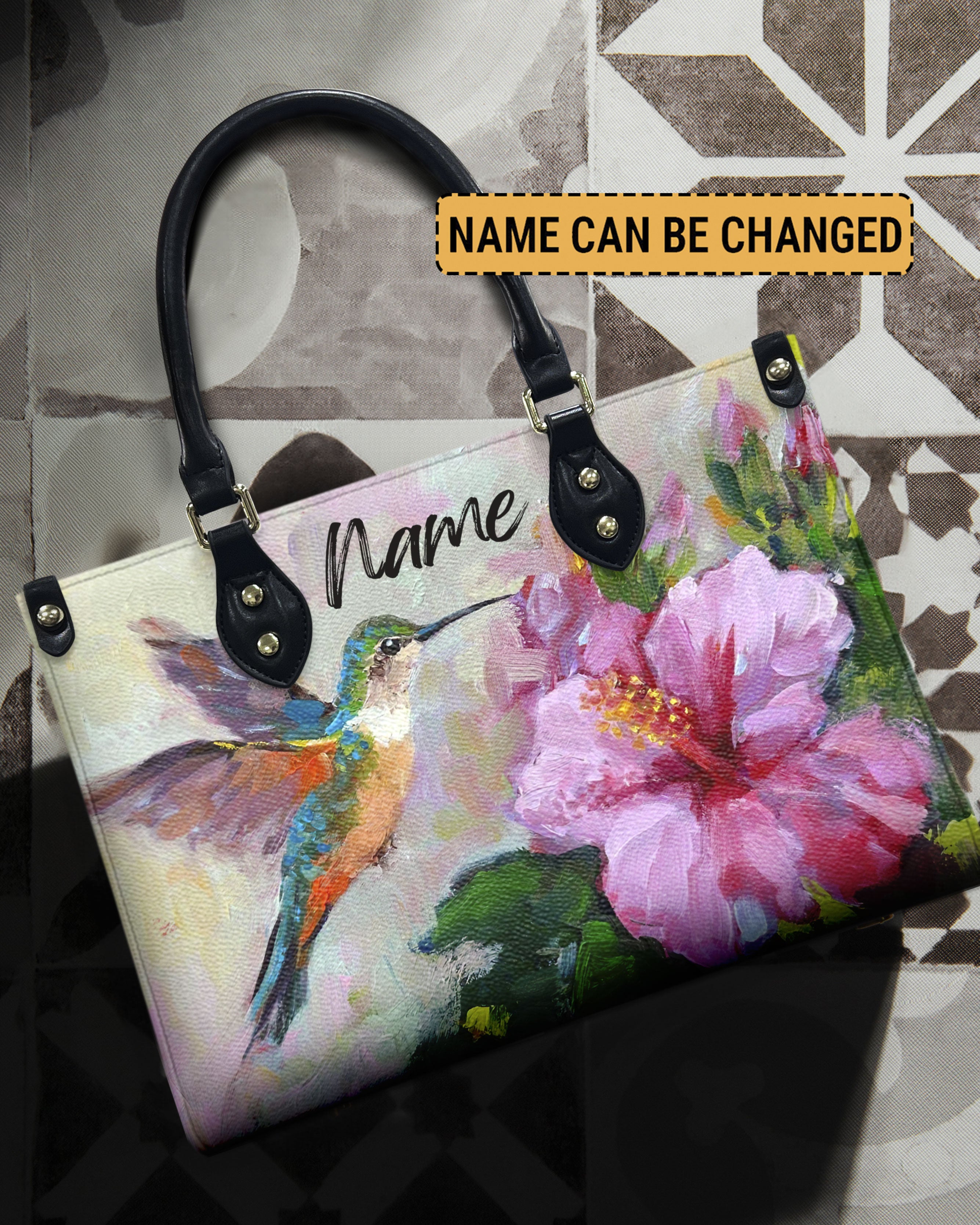 Painting Hummingbird Leather Handbag - Yhhn2111244