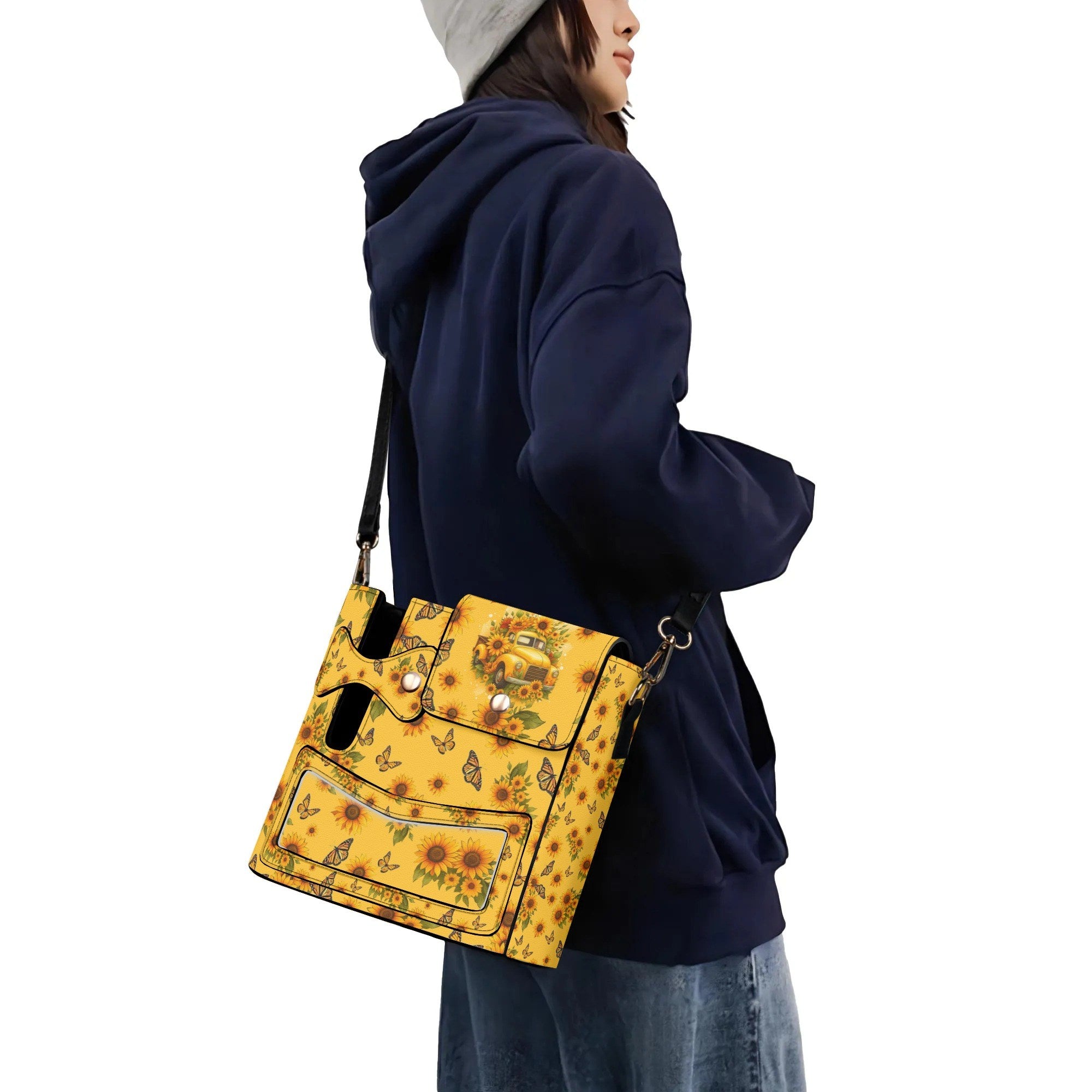 Jesus Take The Wheel Sunflowers Leather Tumbler Storage Bag - Tyqy2308255