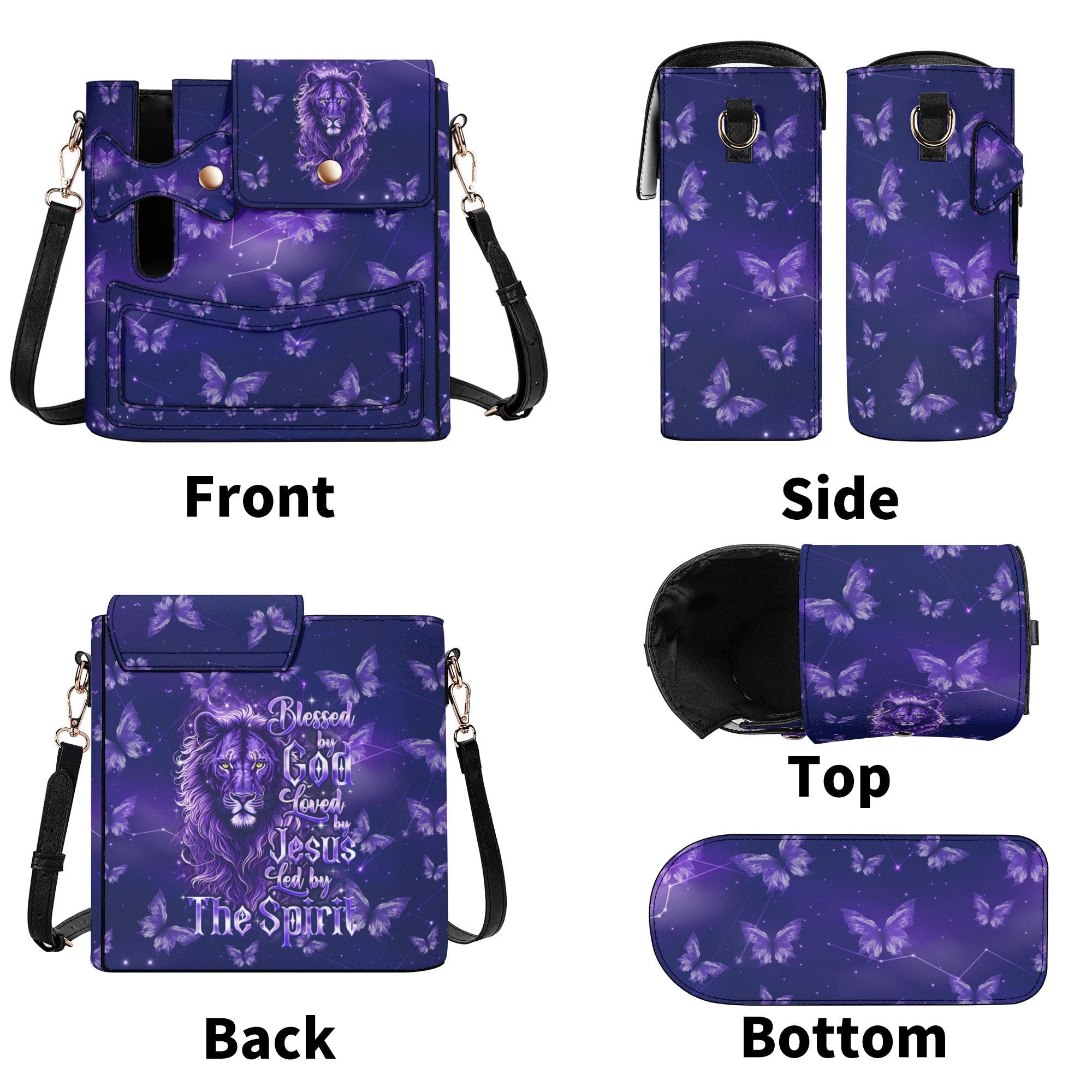 Blessed By God Loved By Jesus Lion Leather Tumbler Storage Bag - Tyqy23082511
