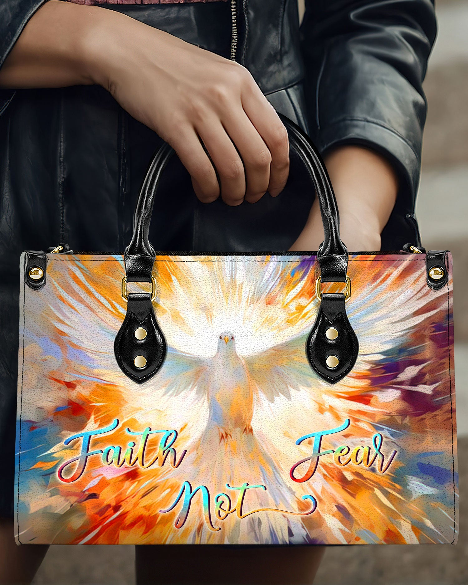 Faith Not Fear Leather Handbag - Yhln2806242