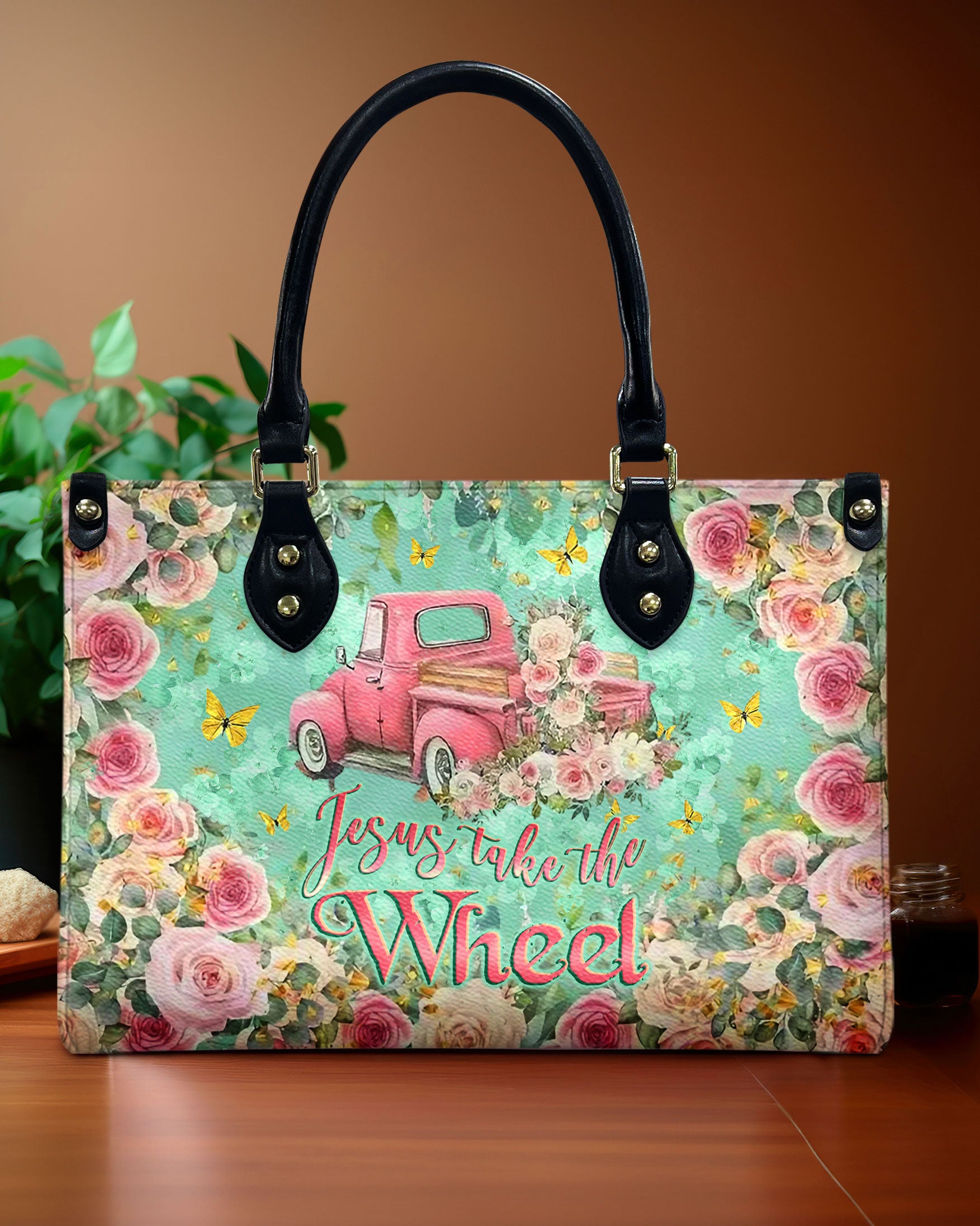 Jesus Take The Wheel Leather Handbag - Yhlt0811244