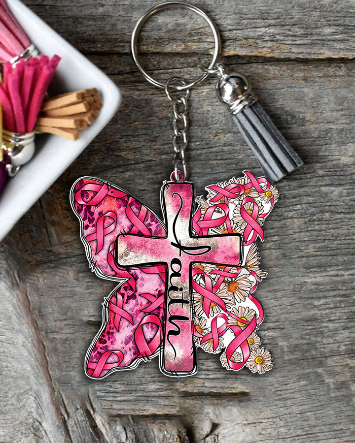 Faith Butterfly Breast Cancer Awareness Ornament & Keychain - Yhhn1609255