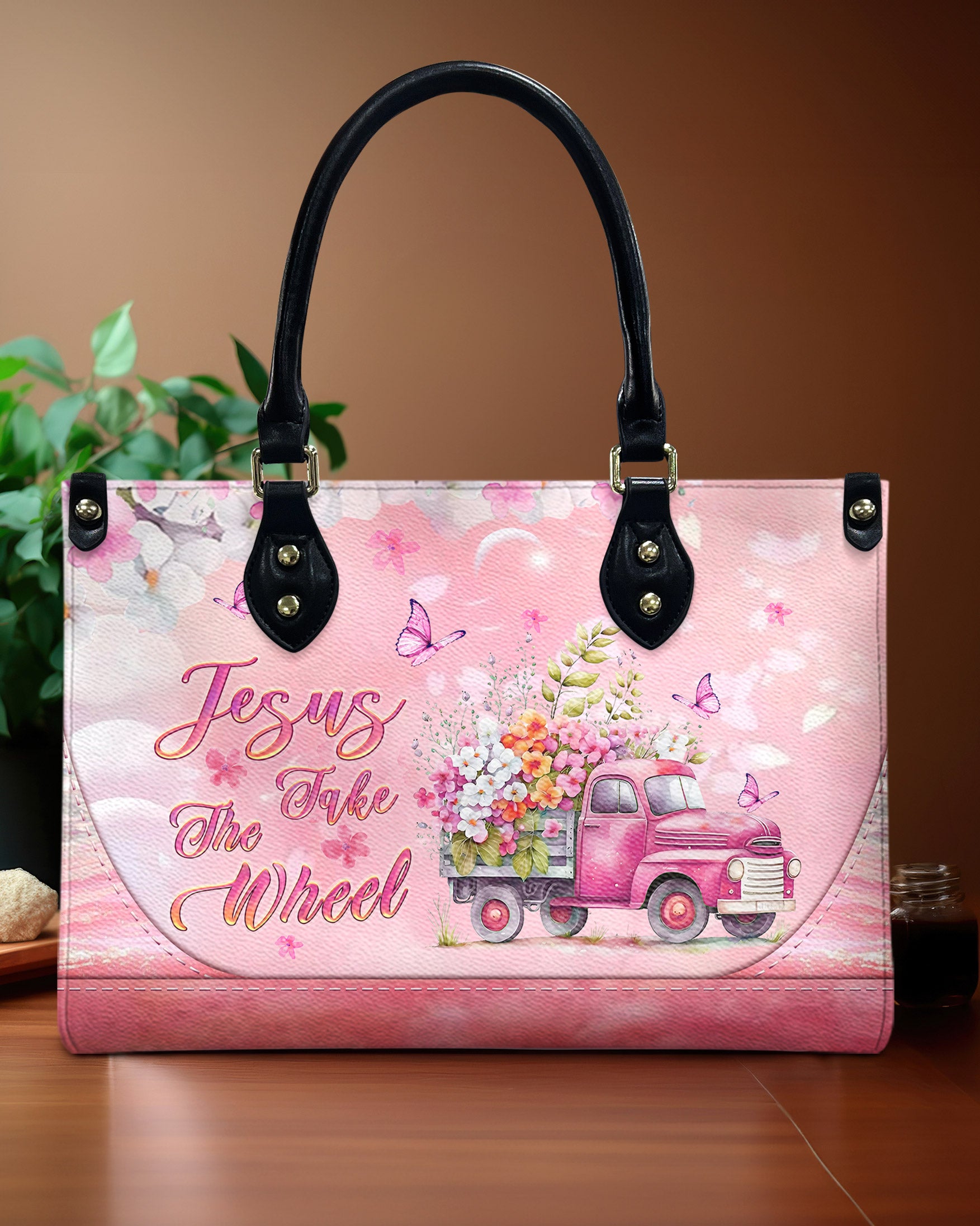 Jesus Take The Wheel Leather Handbag - Yhlt2503241
