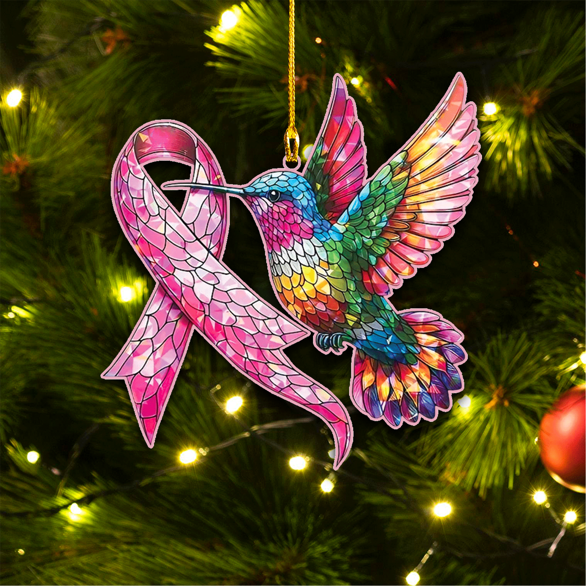 Breast Cancer Awareness Hummingbird Ornament & Keychain - Yhlt1308254