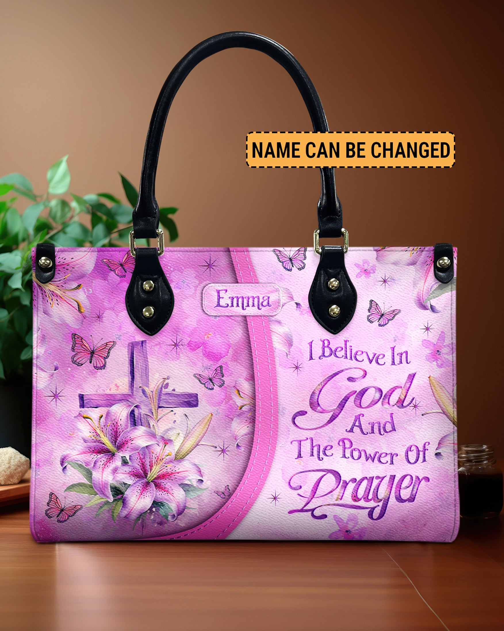 I Believe In God Cross Leather Handbag - Yhlt2503242