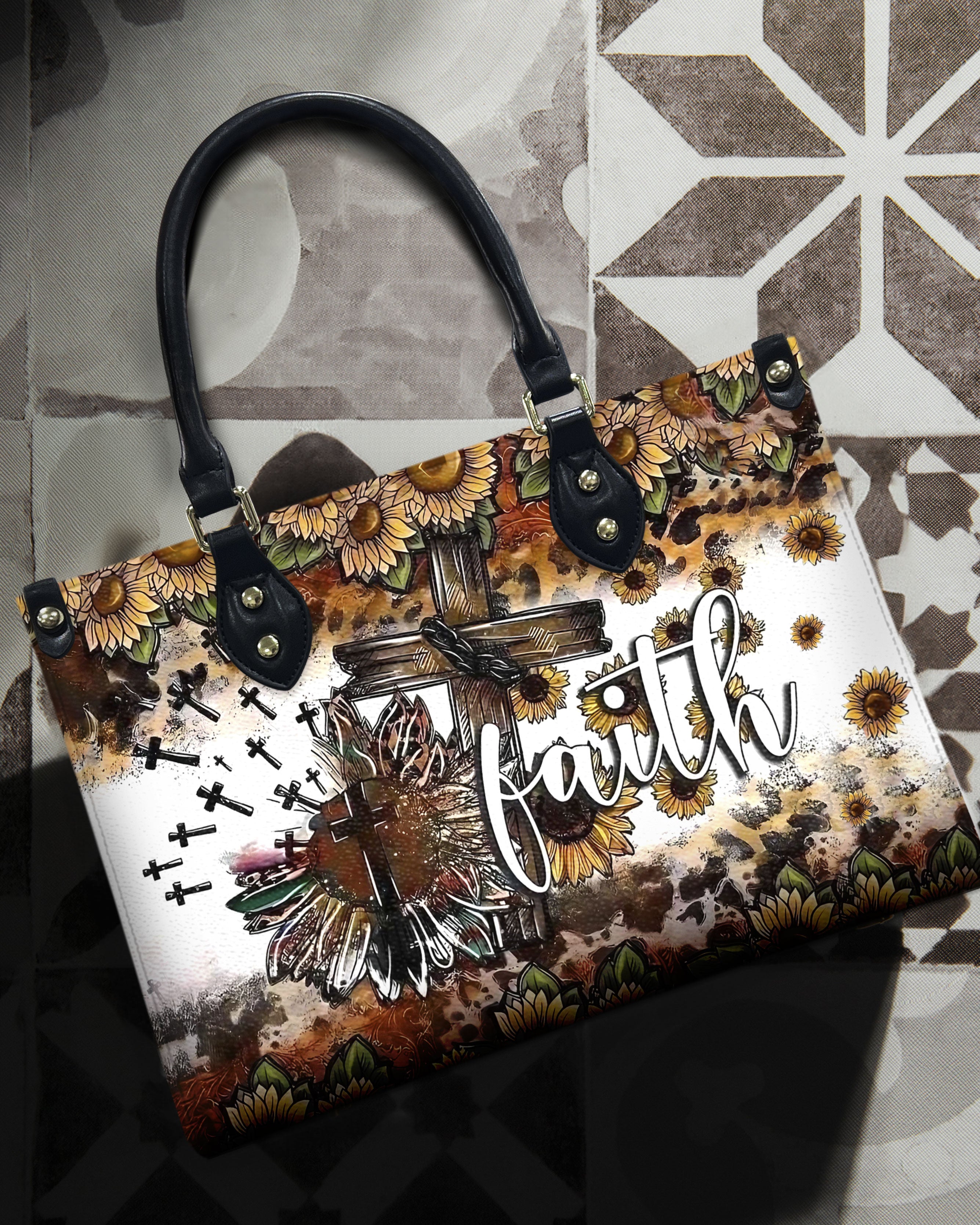 Faith Cross Sunflower Leather Handbag - Yhhn1112245