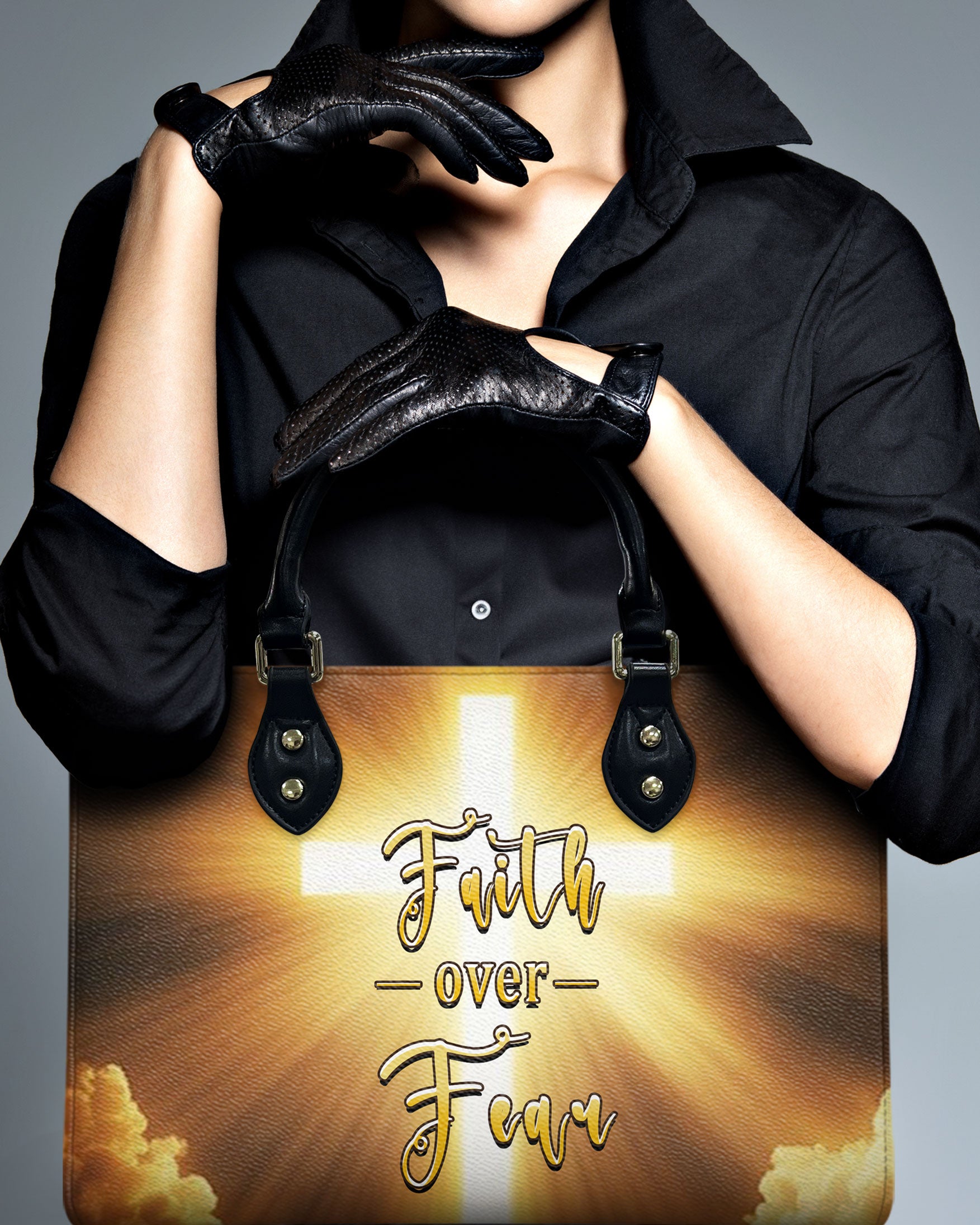 Faith Over Fear Leather Handbag - Yhhn1609244