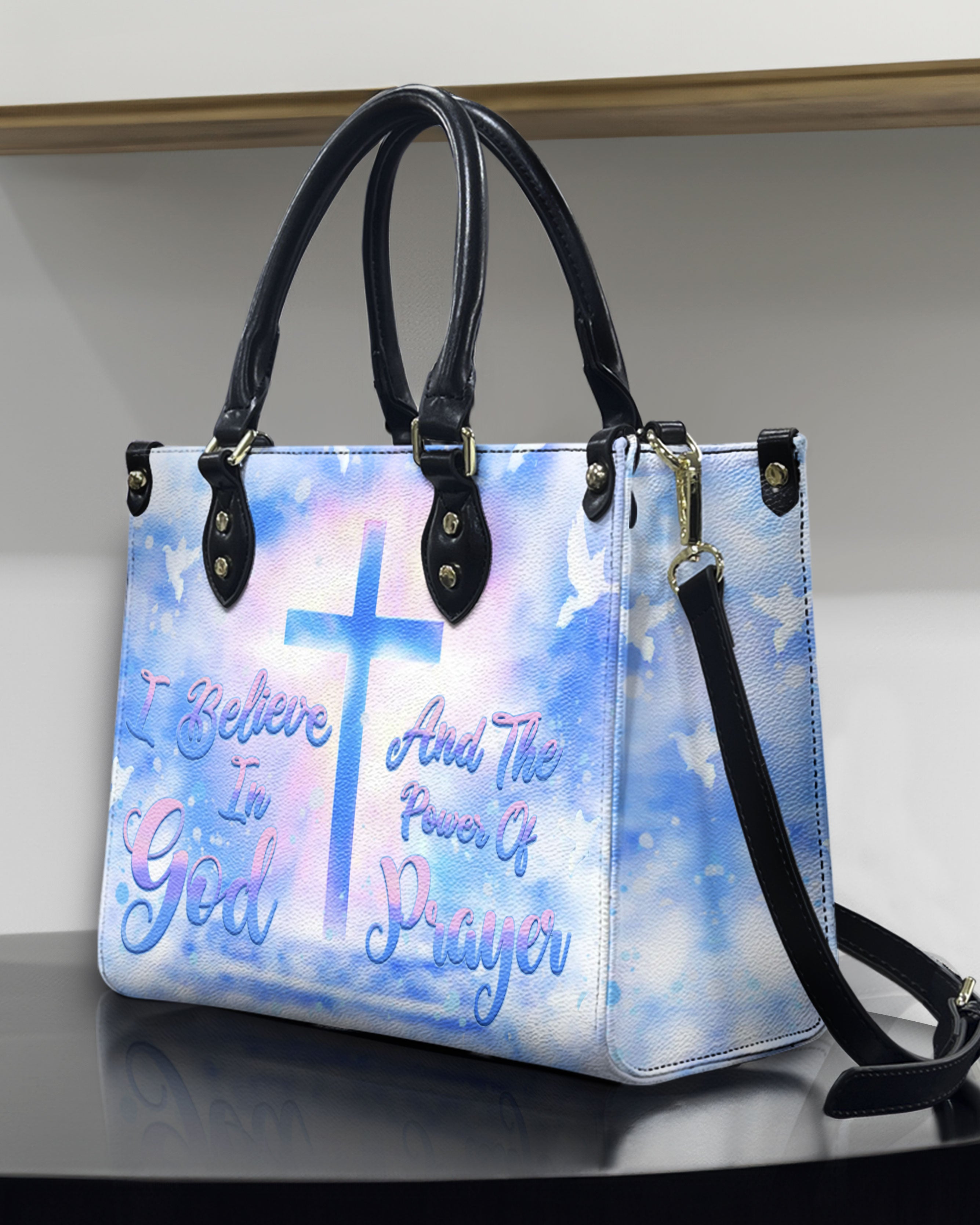 I Believe In God Leather Handbag - Yhhn309244