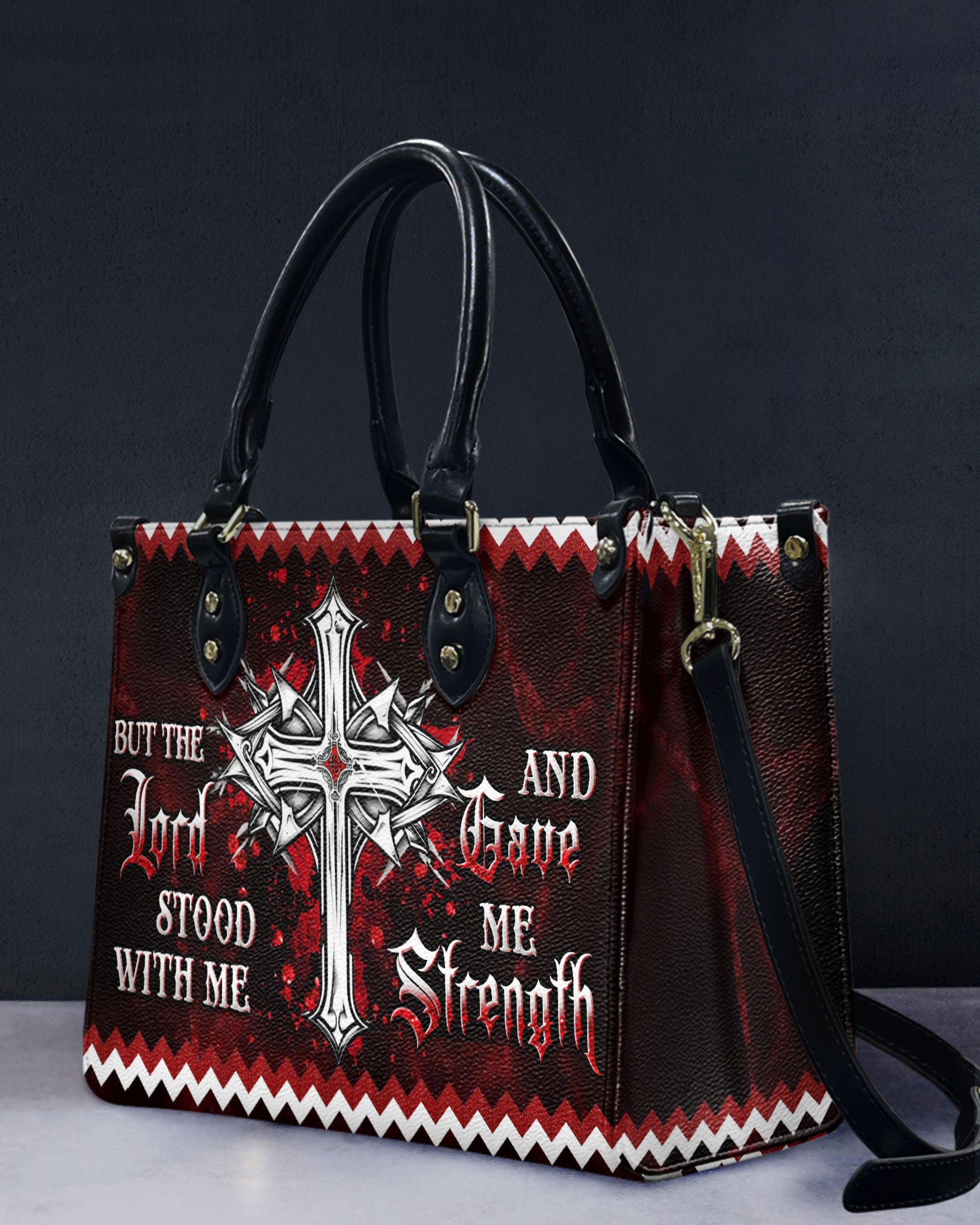 But The Lord Stood With Me Leather Handbag - Yhln0208244