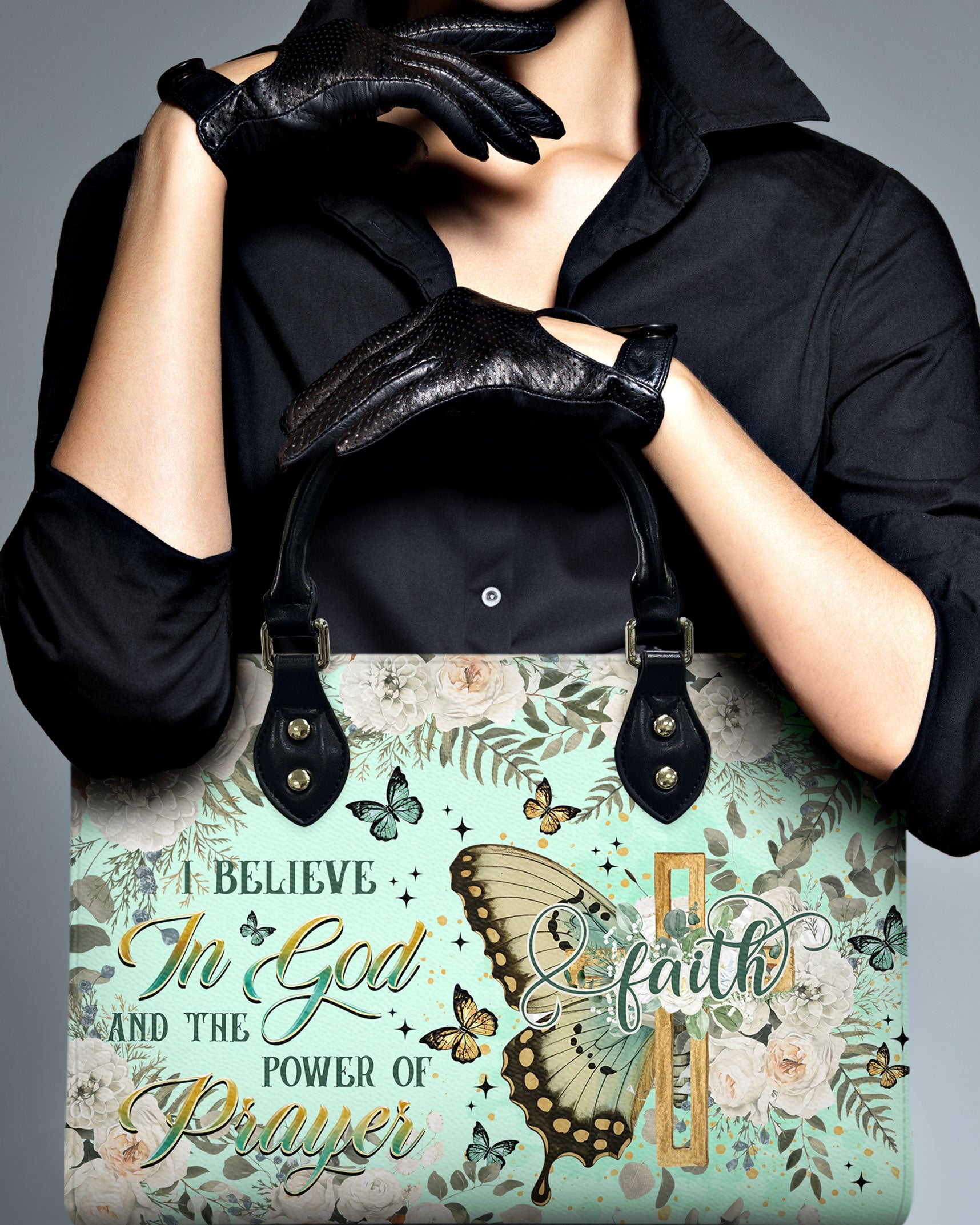 I Believe In God Butterfly Leather Handbag  - Tltr2712244