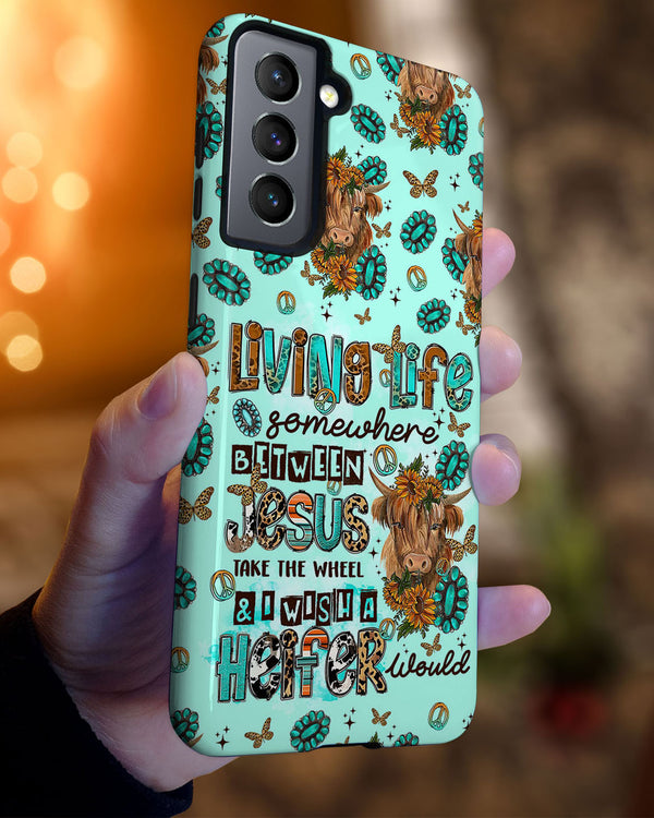 Living Life Somewhere Between Jesus Cow Phone Case - Tltr1309238