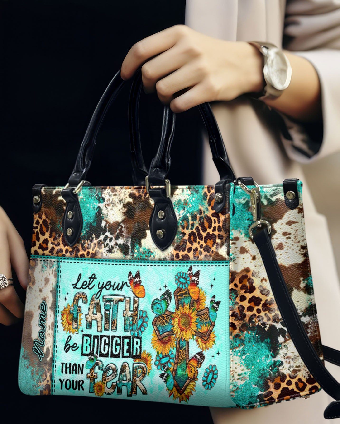 Let Your Faith Be Bigger Than Your Fear Leather Handbag - Tltr2603242