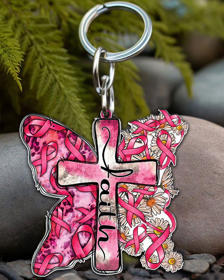 Faith Butterfly Breast Cancer Awareness Ornament & Keychain - Yhhn1609255
