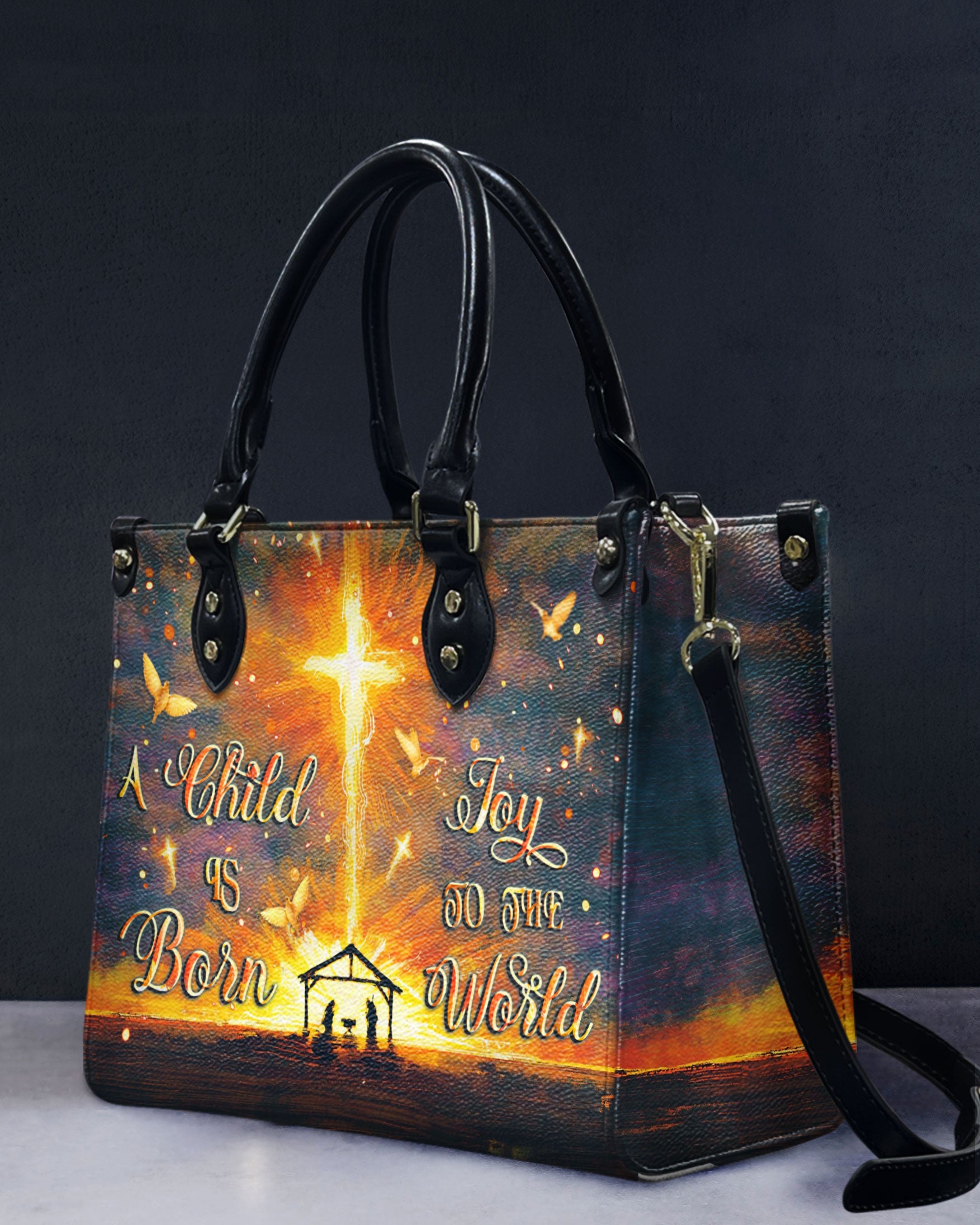 A Child Is Born Christmas Leather Handbag - Yhlt0810244