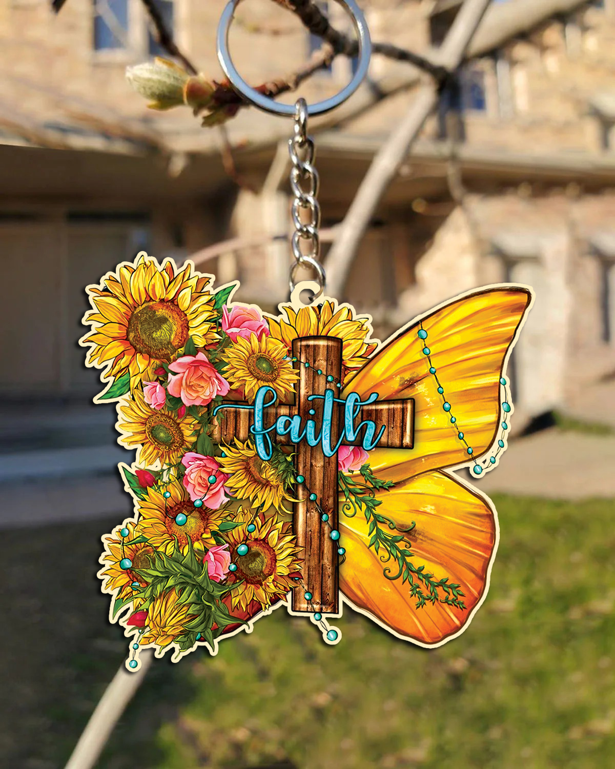 Faith Butterfly Sunflowers Ornament & Keychain - Yhhn0509255