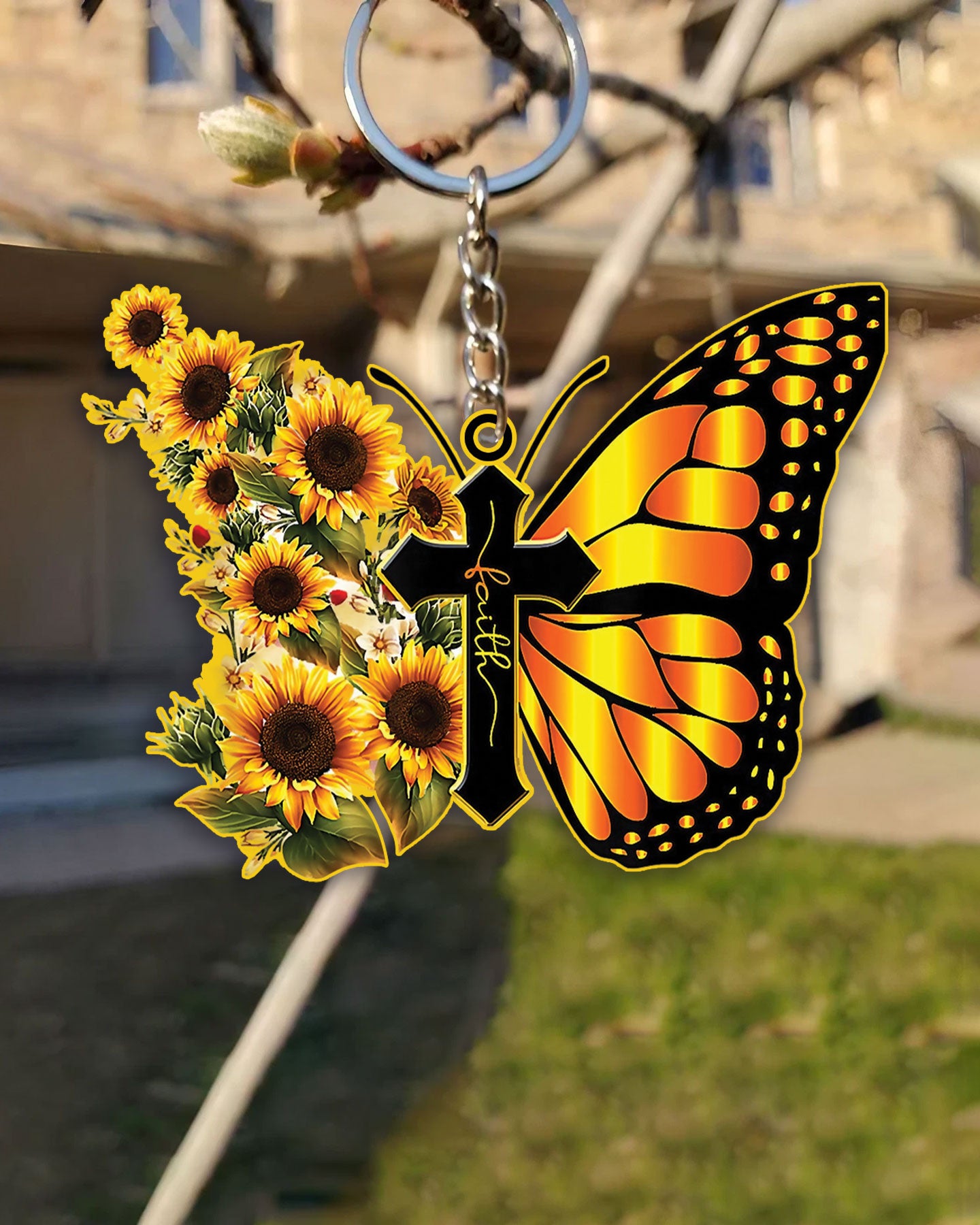 Faith Butterfly Sunflower Ornament & Keychain - Yhlt0509255