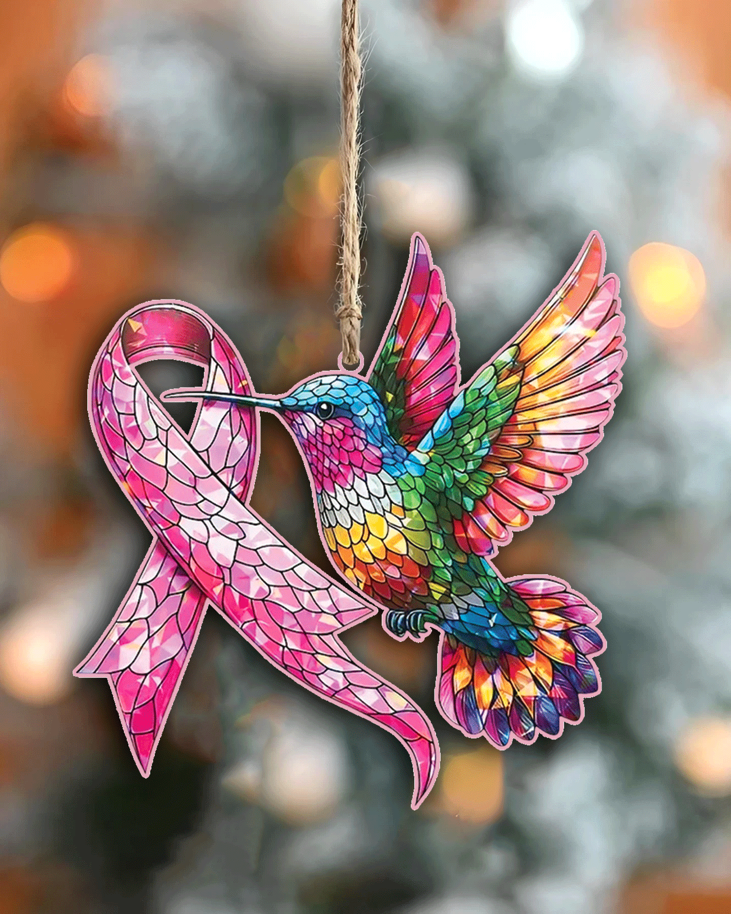Breast Cancer Awareness Hummingbird Ornament & Keychain - Yhlt1308254