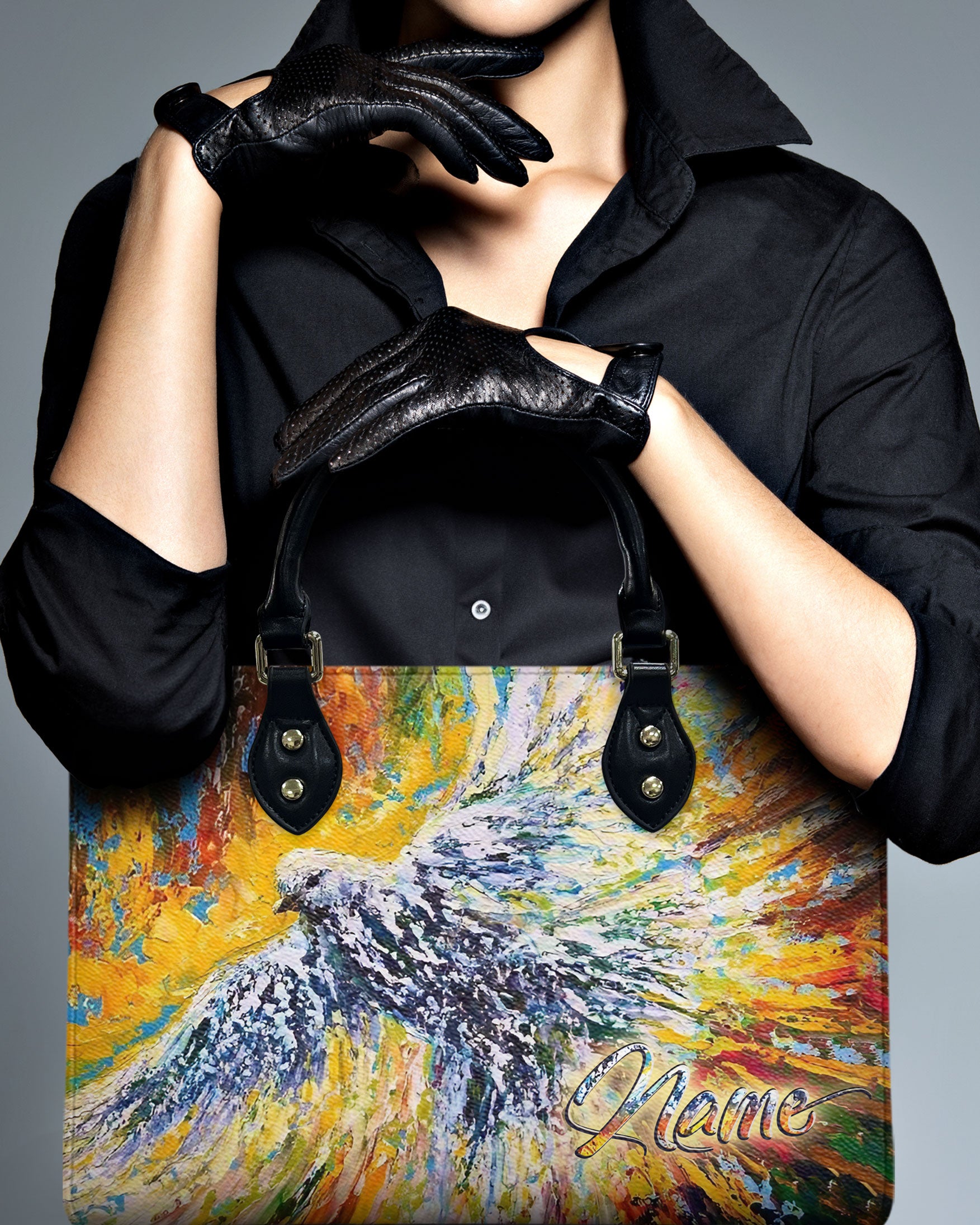 Paining Dove Faith Leather Handbag - Yhlt2409244