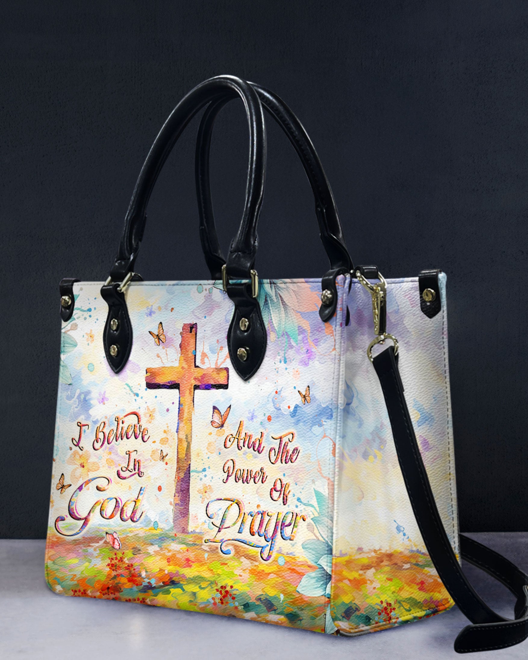 I Believe In God Leather Handbag - Yhlt1907242