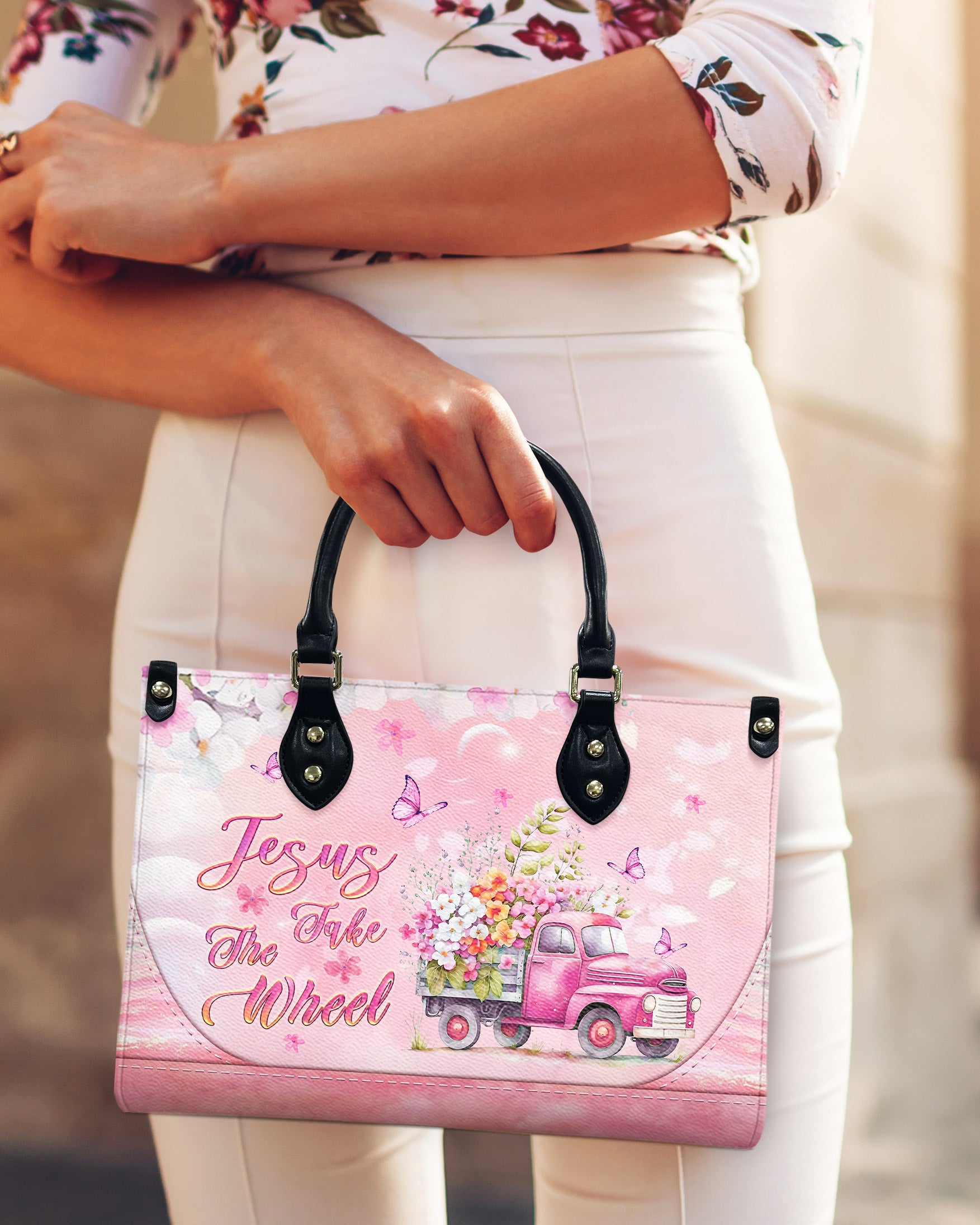 Jesus Take The Wheel Leather Handbag - Yhlt2503241