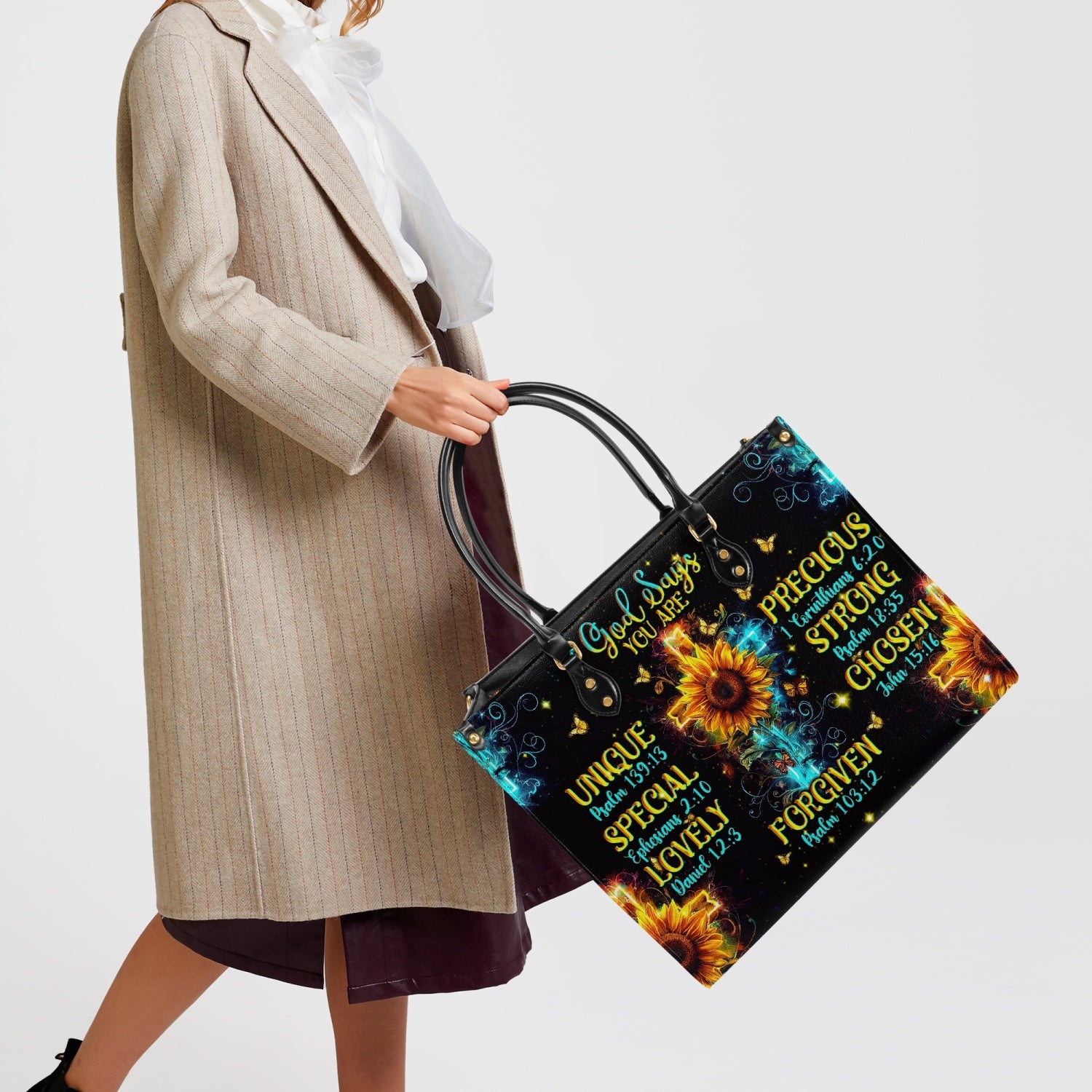God Says You Are Sunflower Leather Handbag - Tlnt2603241