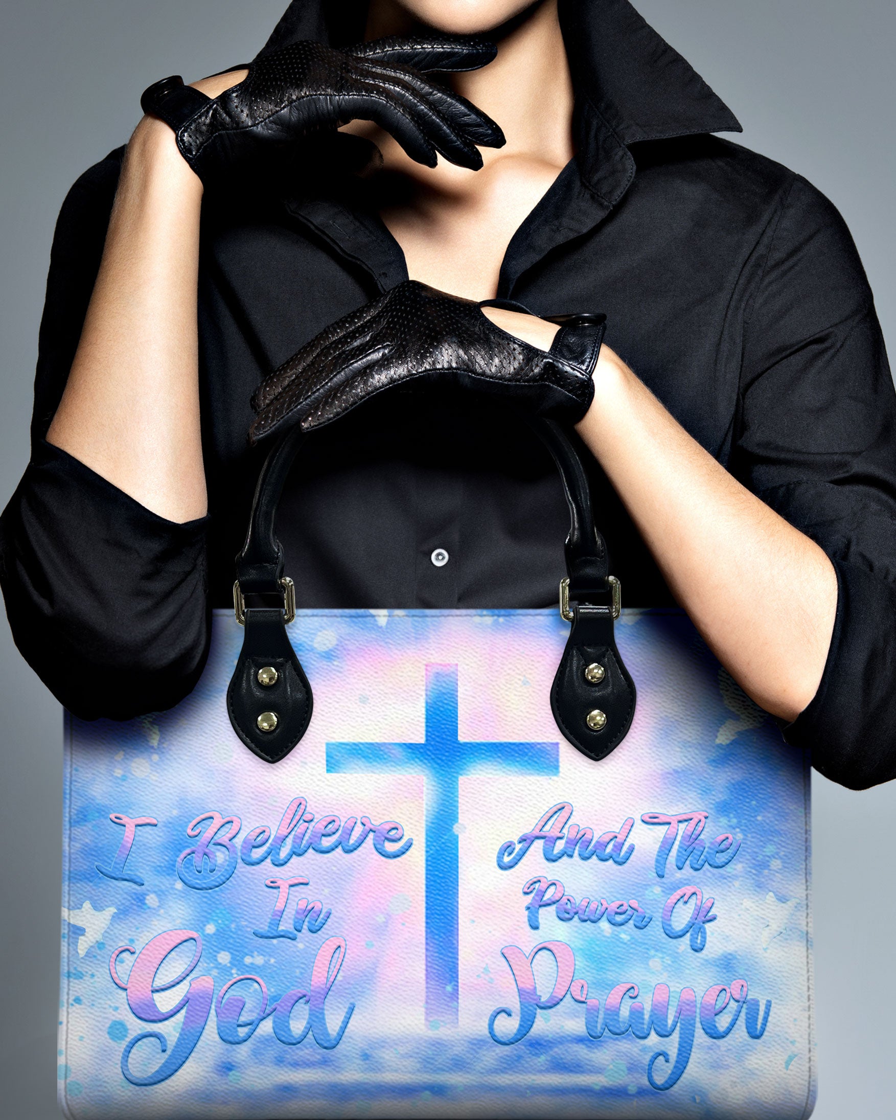 I Believe In God Leather Handbag - Yhhn309244