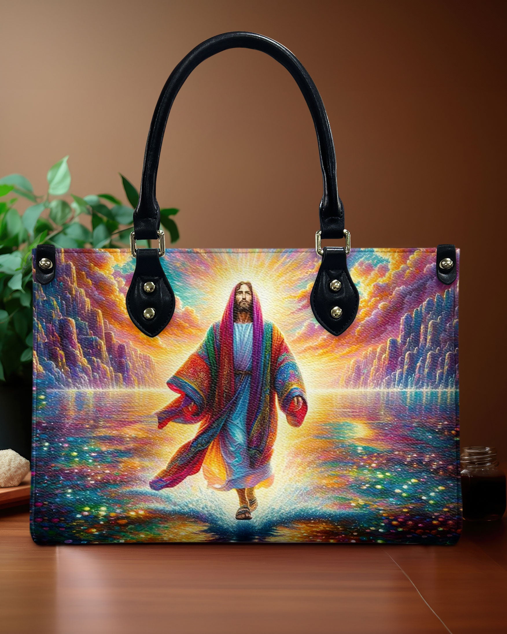 Jesus Walking on Water Leather Handbag - Yhhn1912244