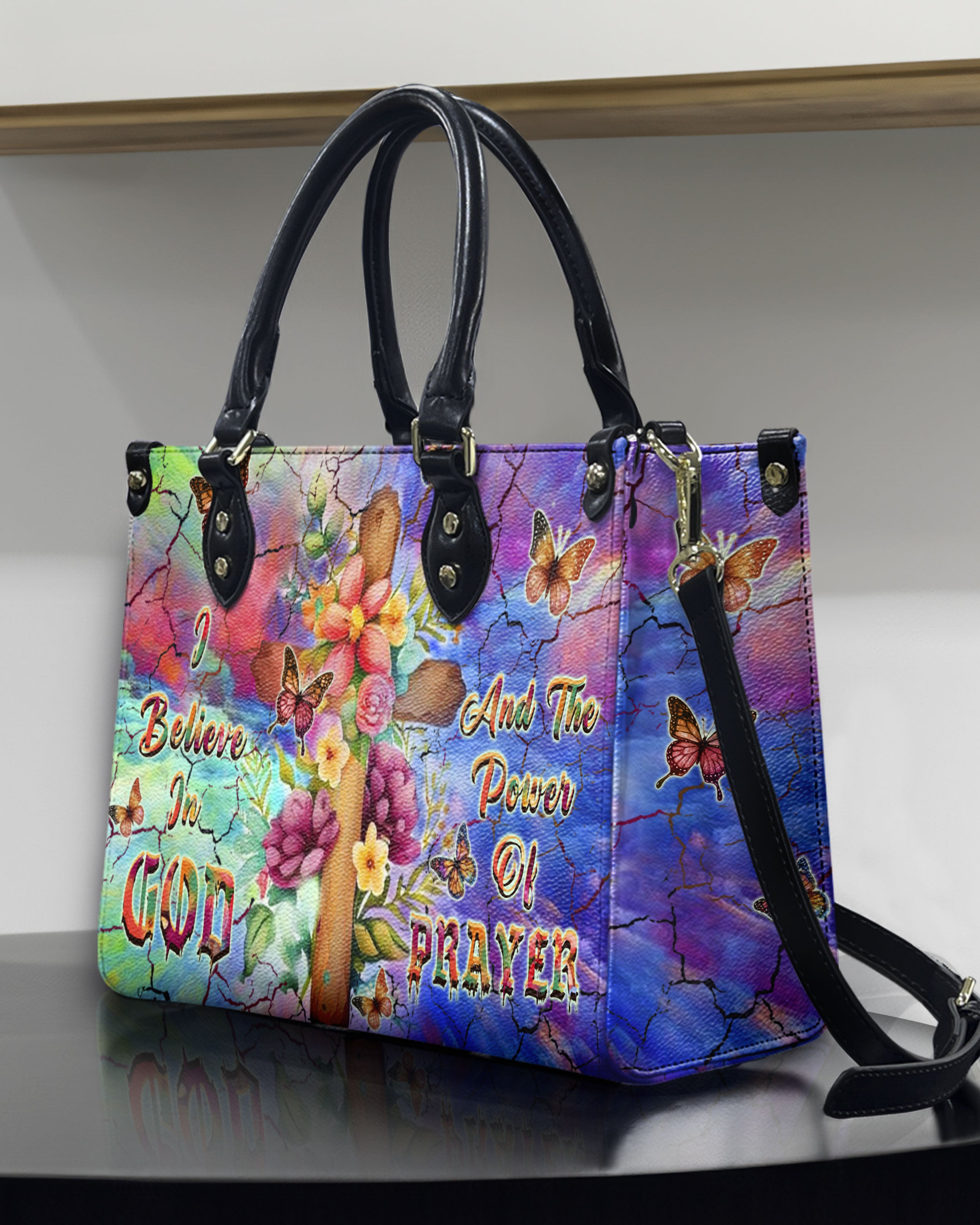 I Believe In God Leather Handbag - Yhhn1811244