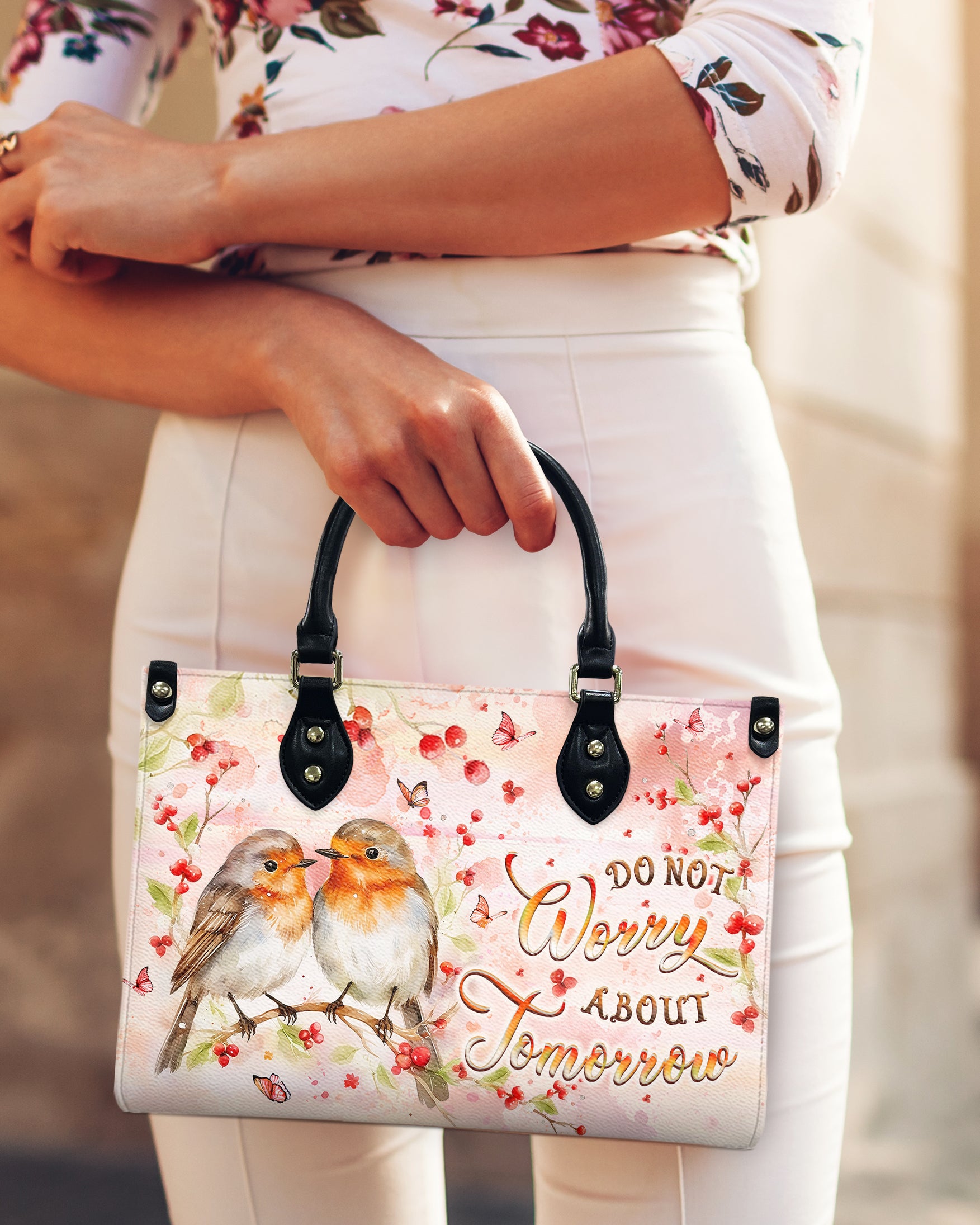Do Not Worry About Tomorrow Leather Handbag - Yhlt0111244