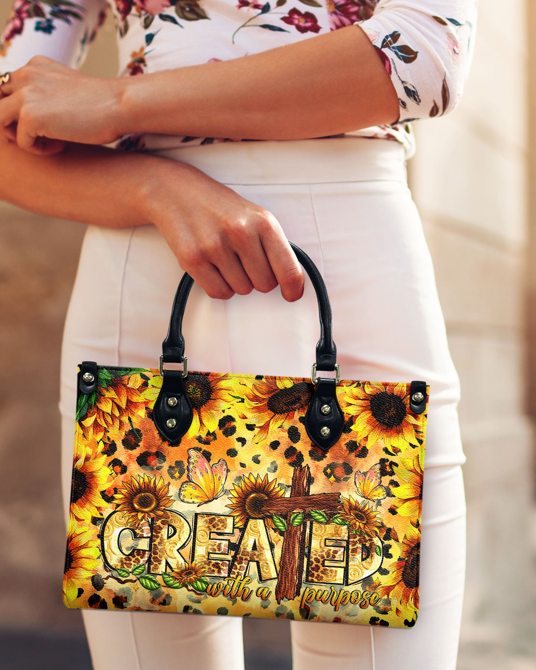 Created With A Purpose Sunflower Leather Handbag - Tlnt2006244