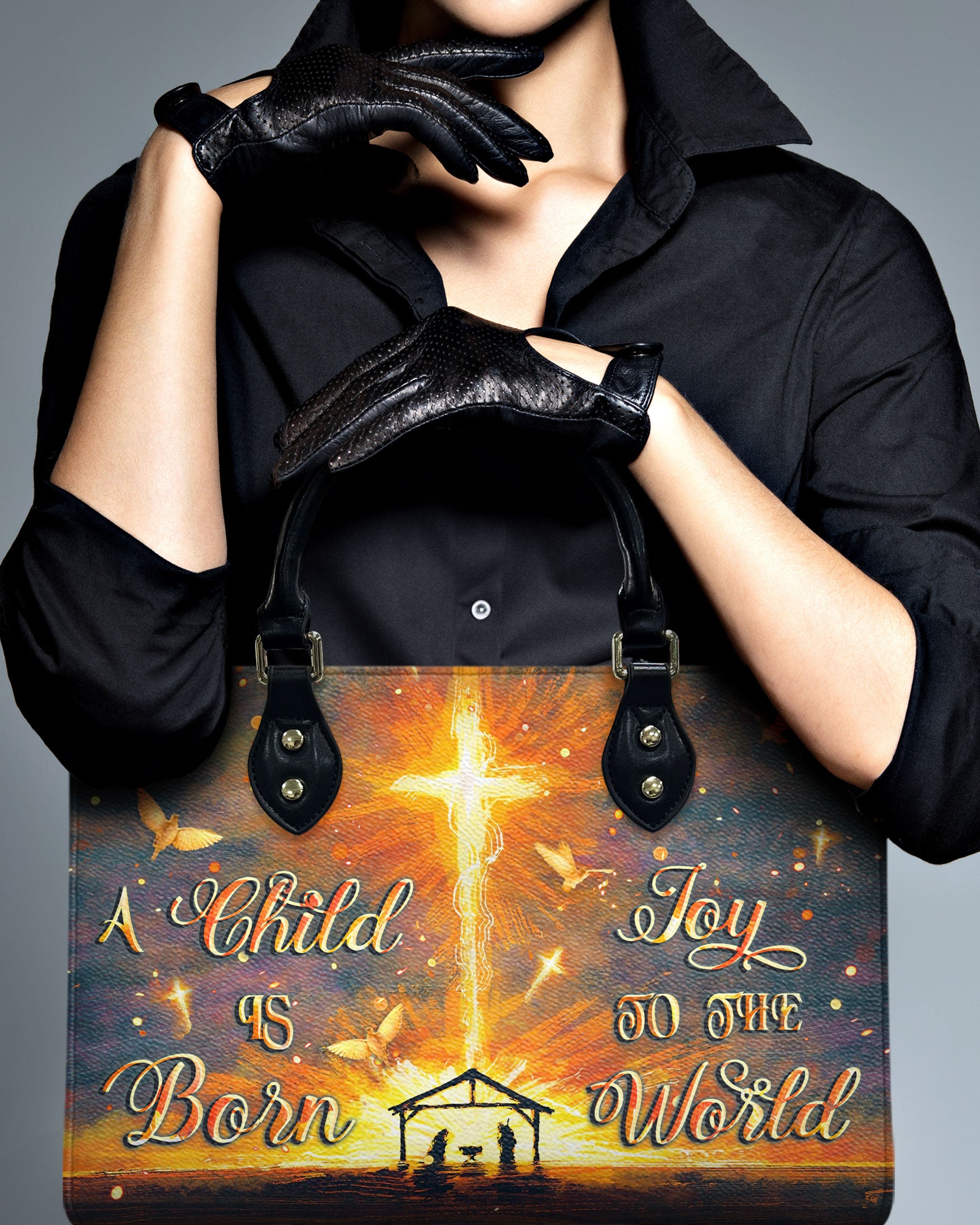 A Child Is Born Christmas Leather Handbag - Yhlt0810244