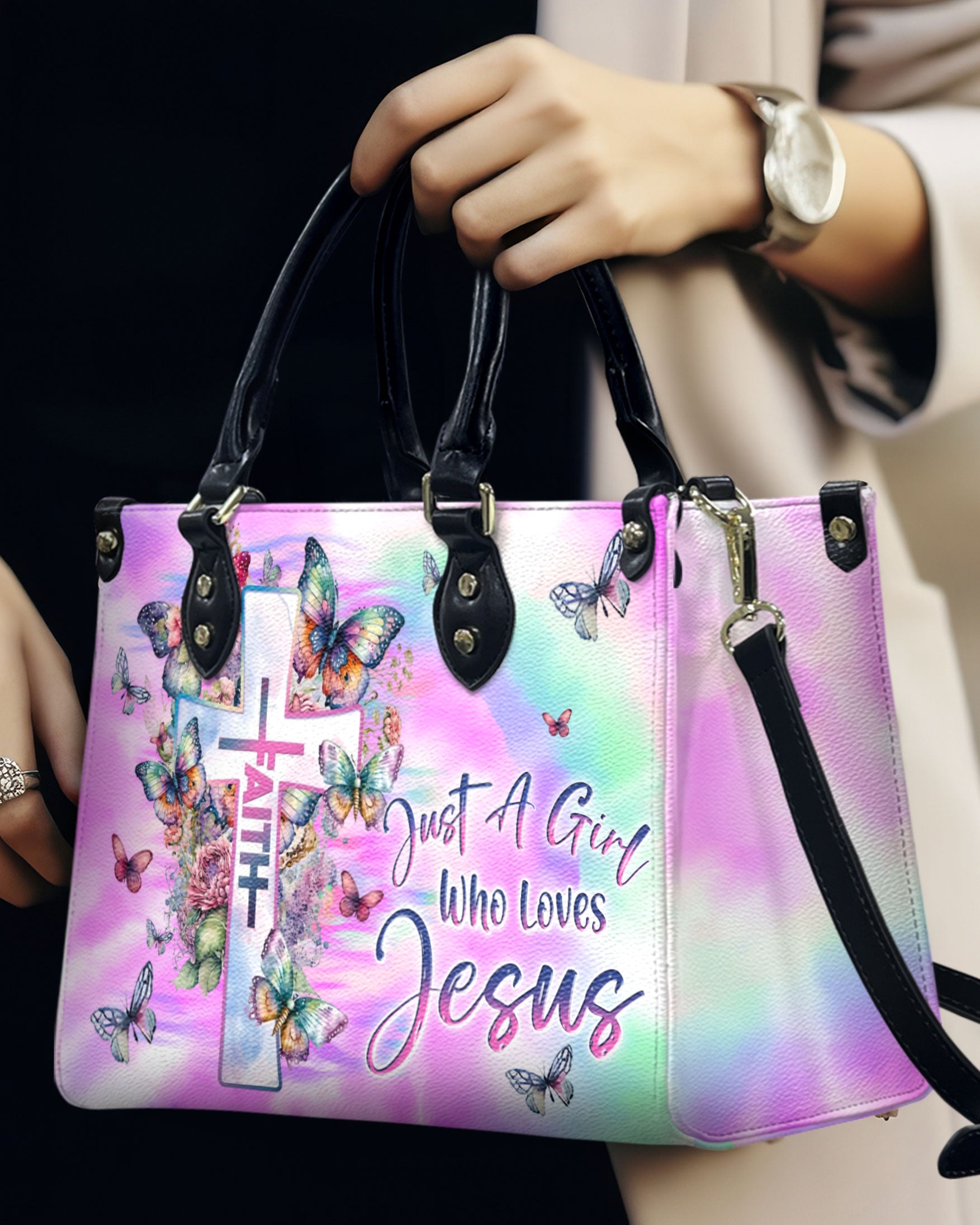 Just A Girl Who Loves Jesus Tie Dye Leather Handbag - Yhln0210244
