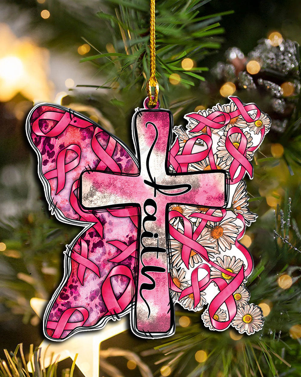 Faith Butterfly Breast Cancer Awareness Ornament & Keychain - Yhhn1609255