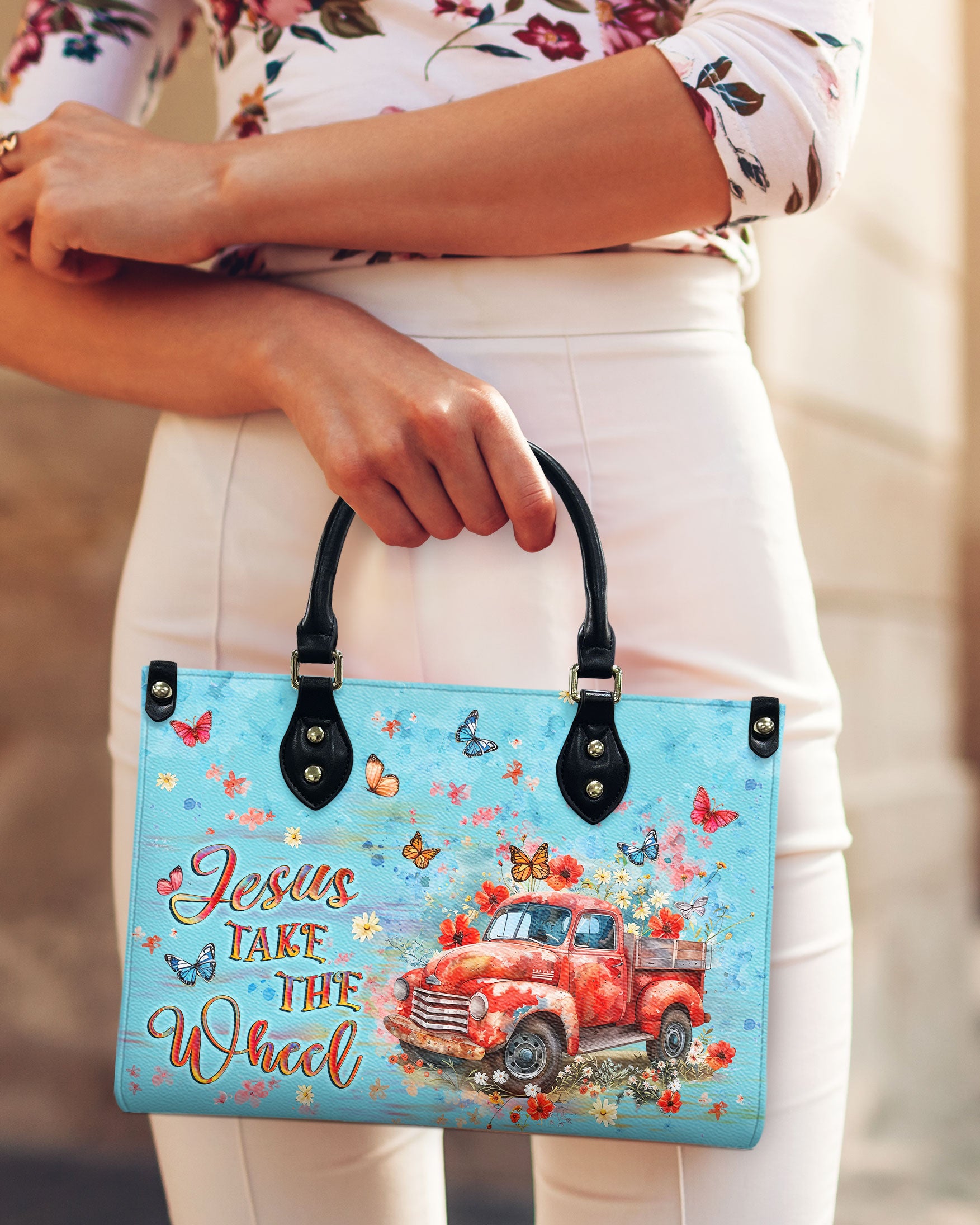 Jesus Take The Wheel Leather Handbag - Yhlt1607244