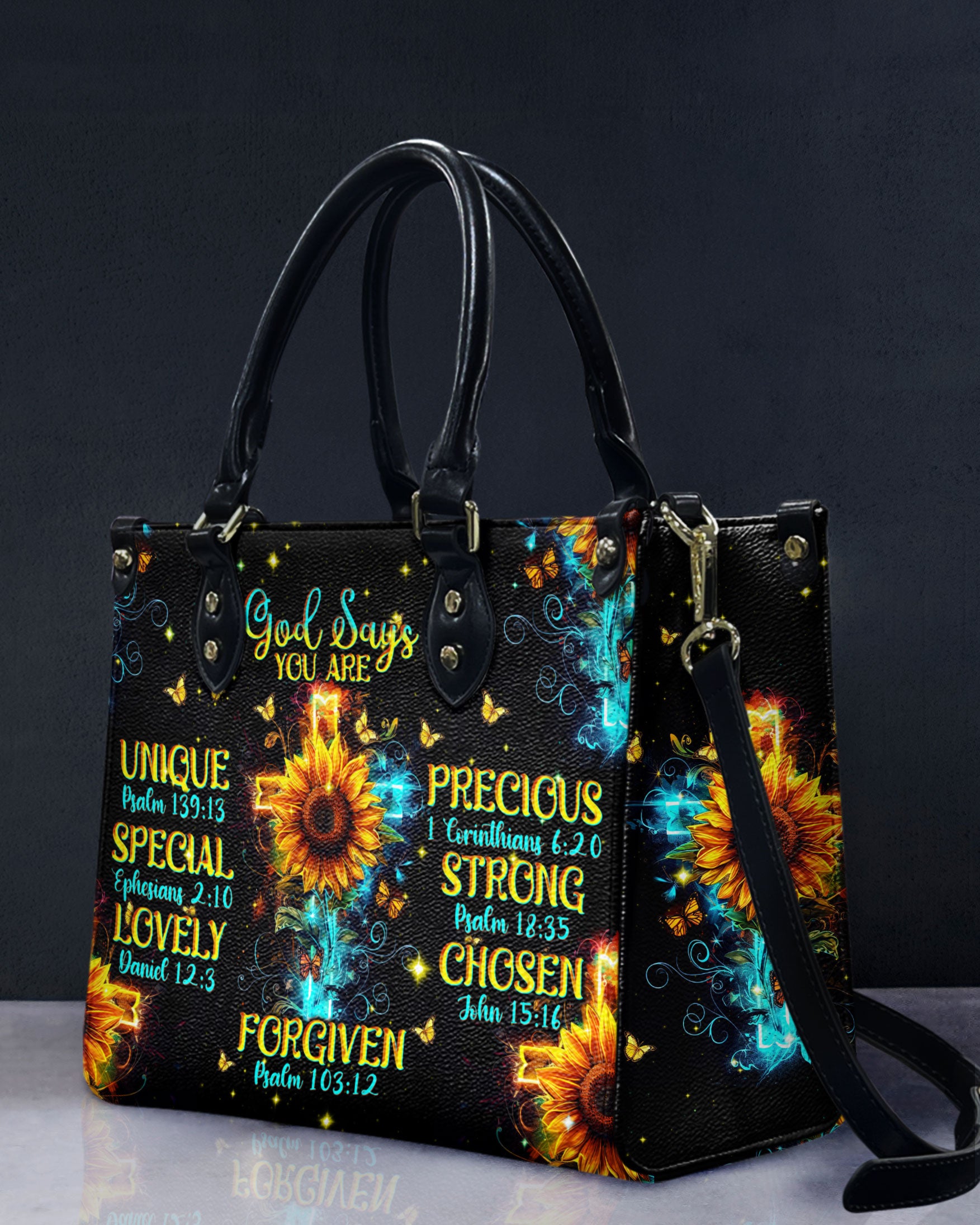 God Says You Are Sunflower Leather Handbag - Tlnt2603241