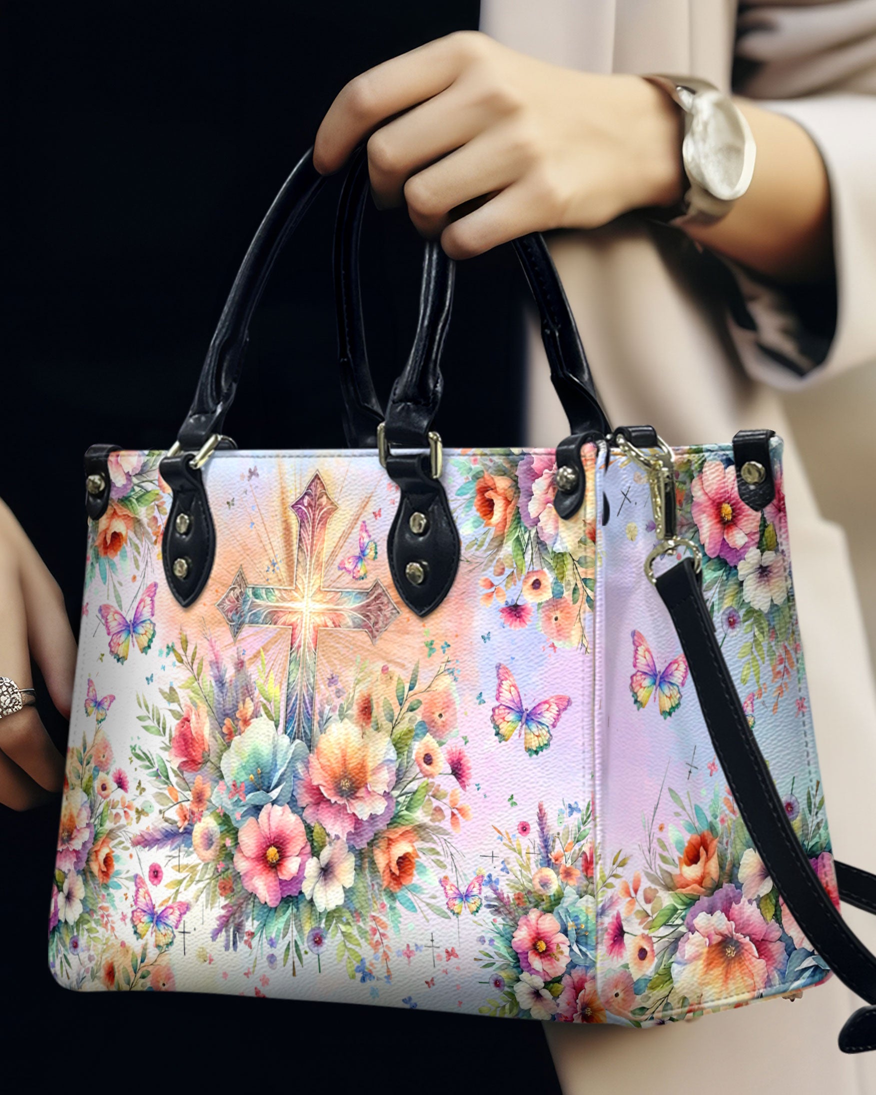 Cross Flowers Leather Handbag - Yhln1507244