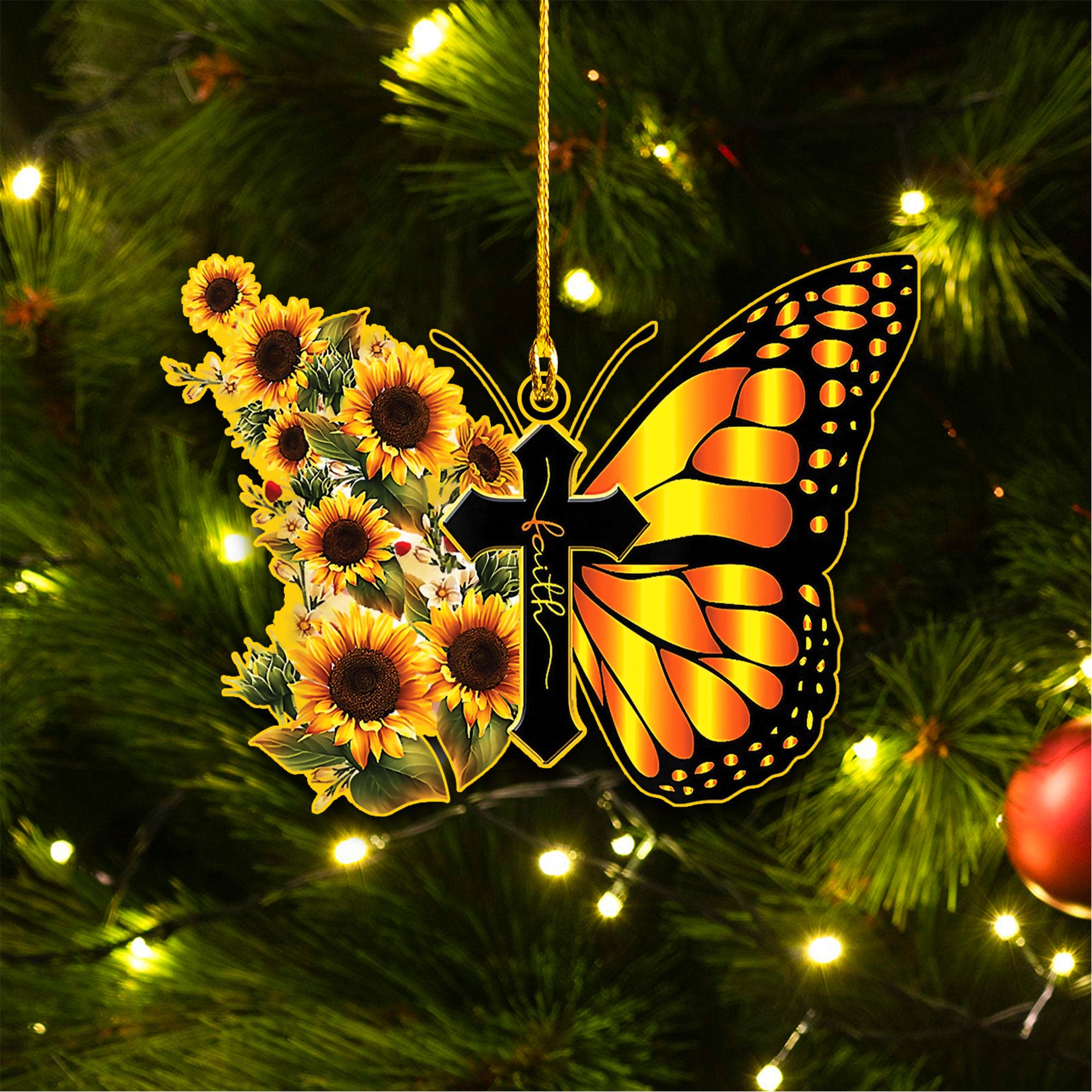 Faith Butterfly Sunflower Ornament & Keychain - Yhlt0509255