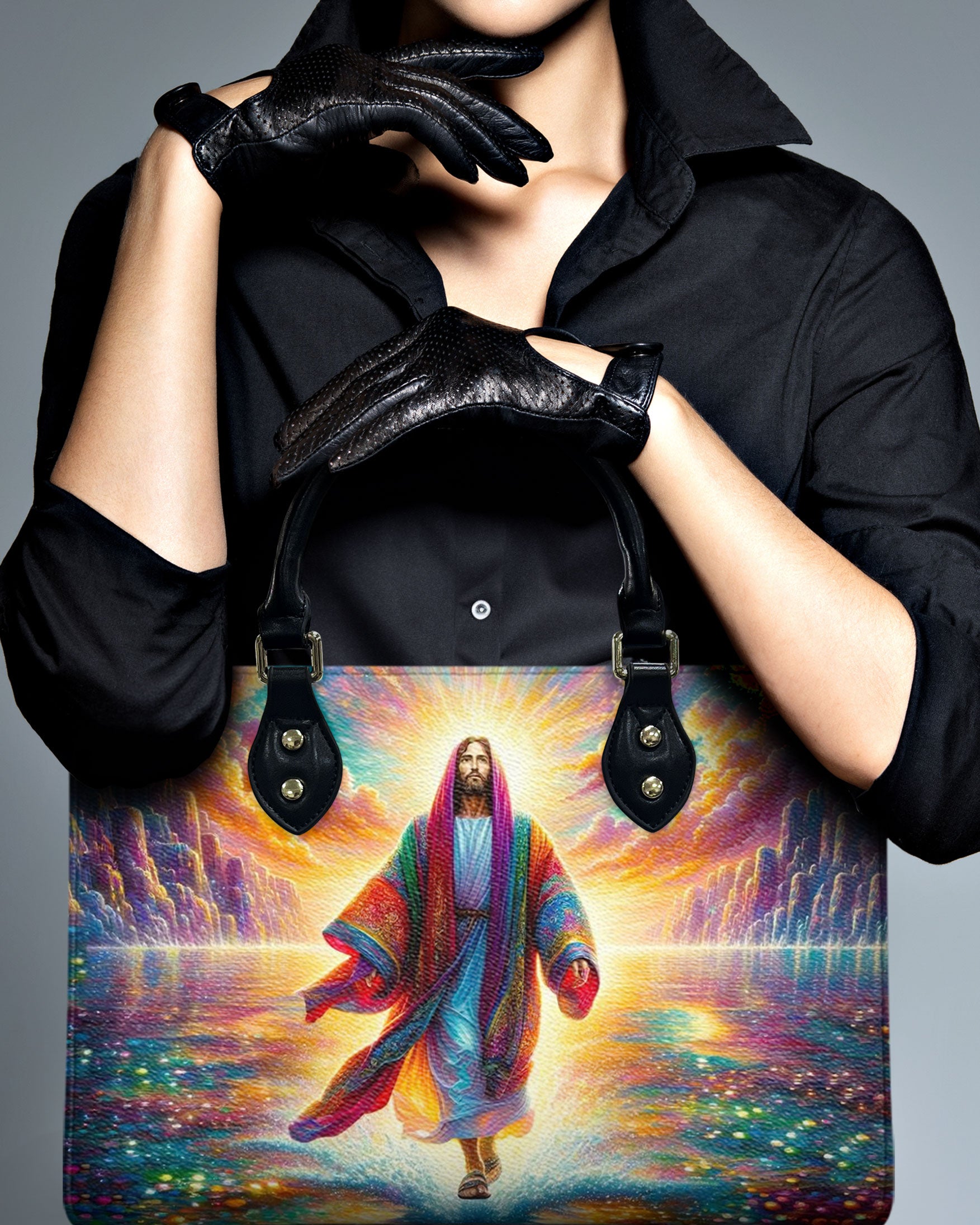 Jesus Walking on Water Leather Handbag - Yhhn1912244
