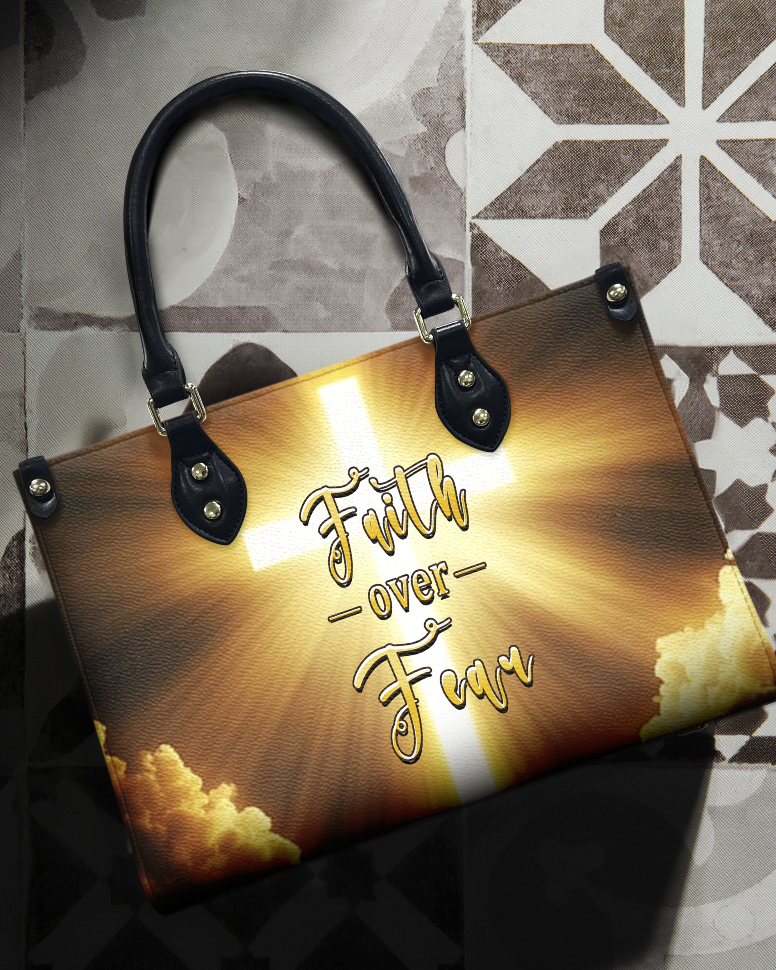 Faith Over Fear Leather Handbag - Yhhn1609244