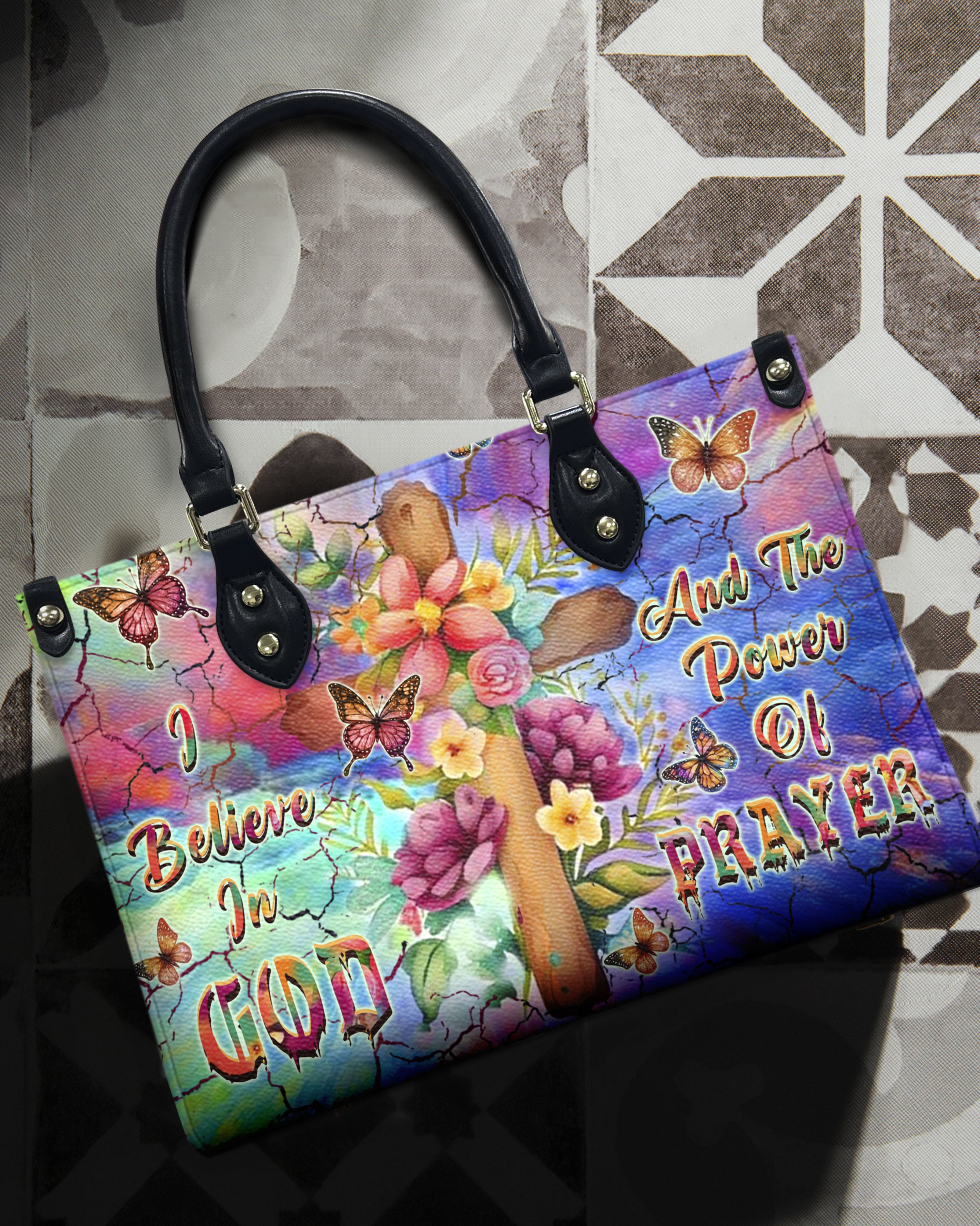 I Believe In God Leather Handbag - Yhhn1811244