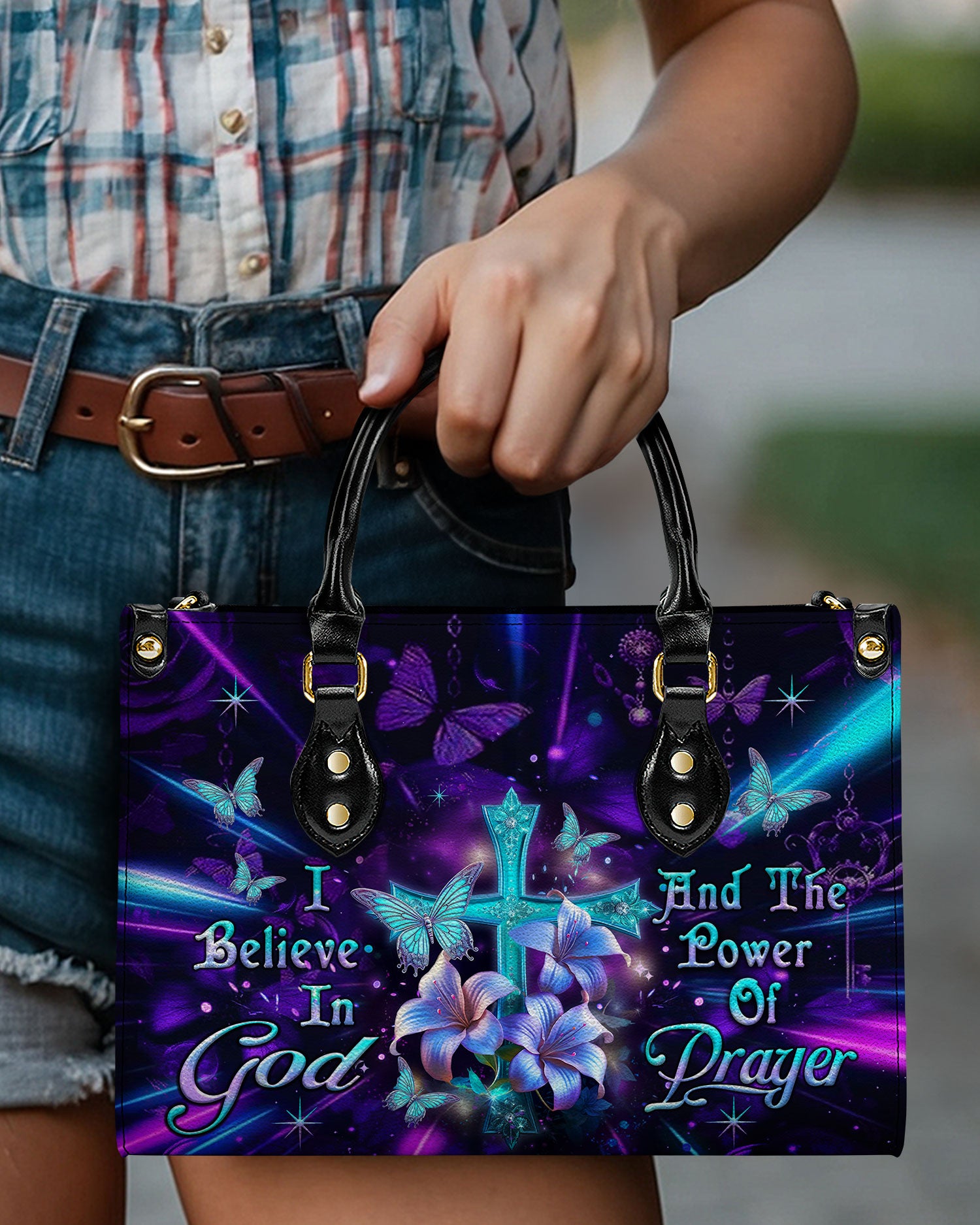I Believe In God Leather Handbag - Yhlt2803241