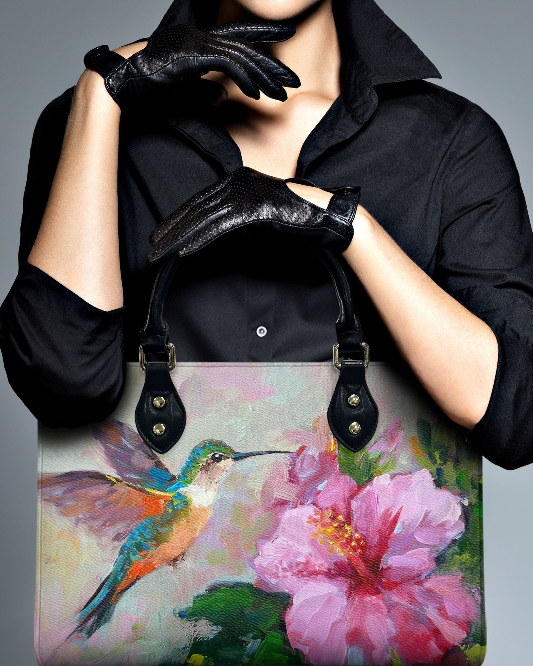 Painting Hummingbird Leather Handbag - Yhhn2111244