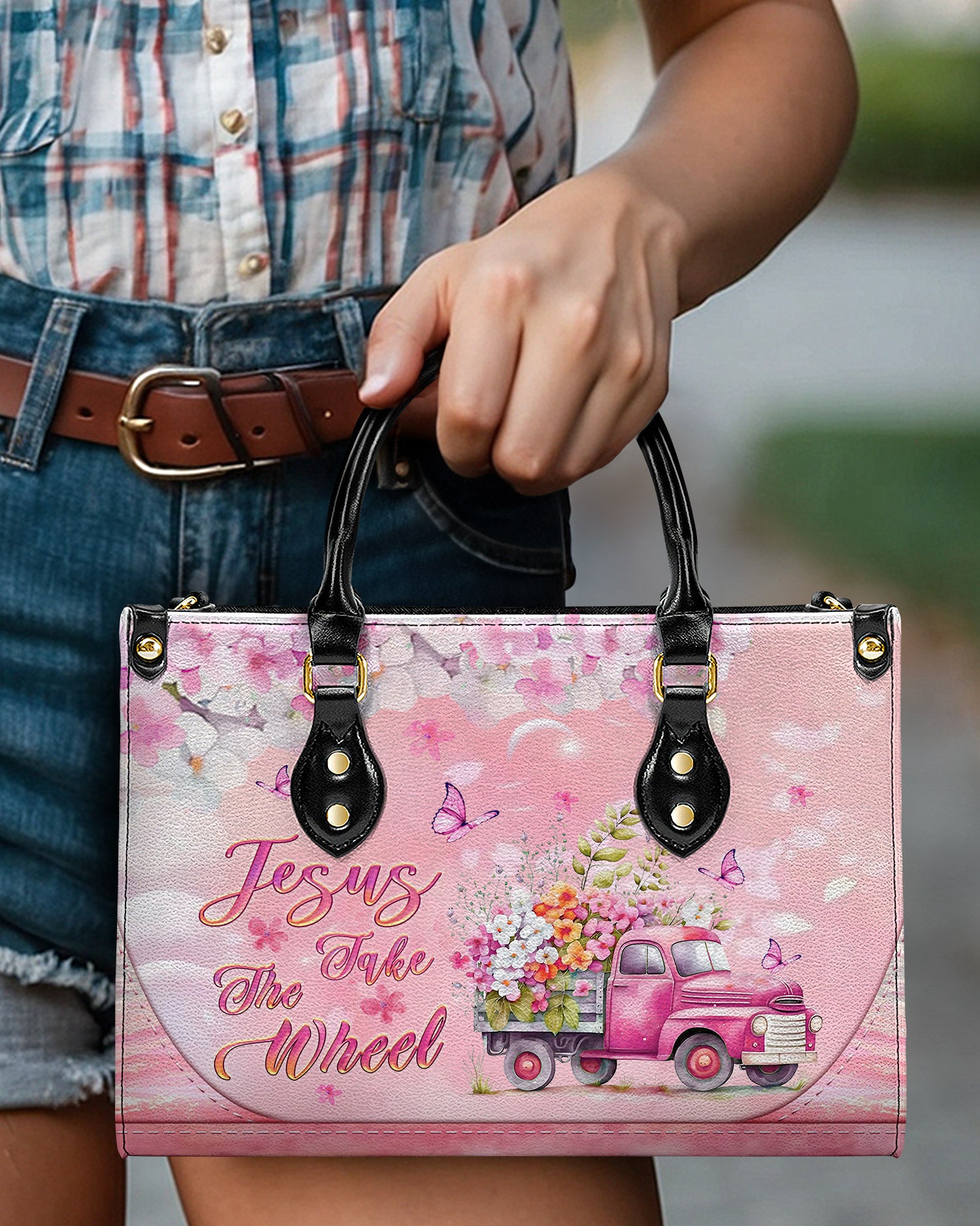 Jesus Take The Wheel Leather Handbag - Yhlt2503241