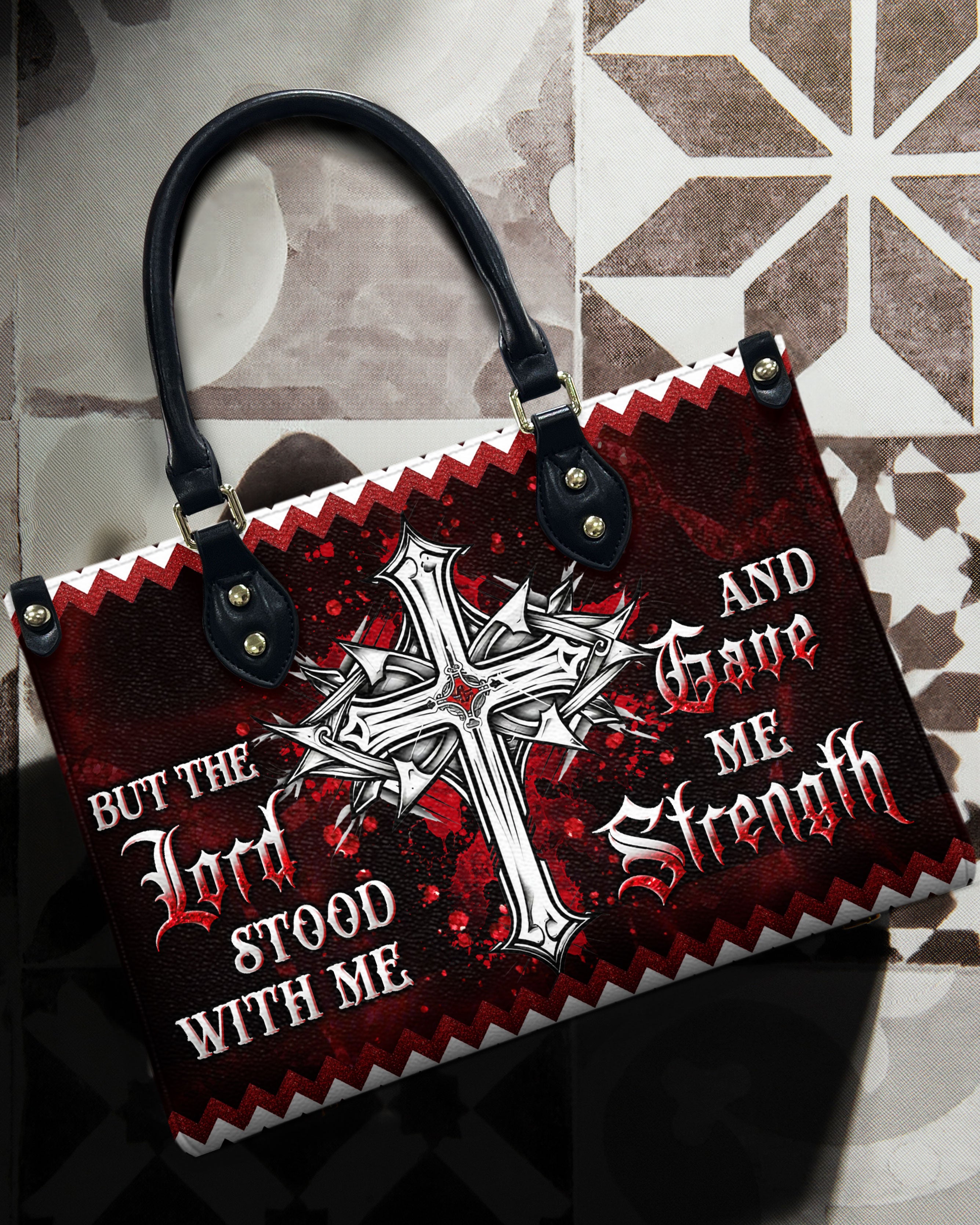 But The Lord Stood With Me Leather Handbag - Yhln0208244