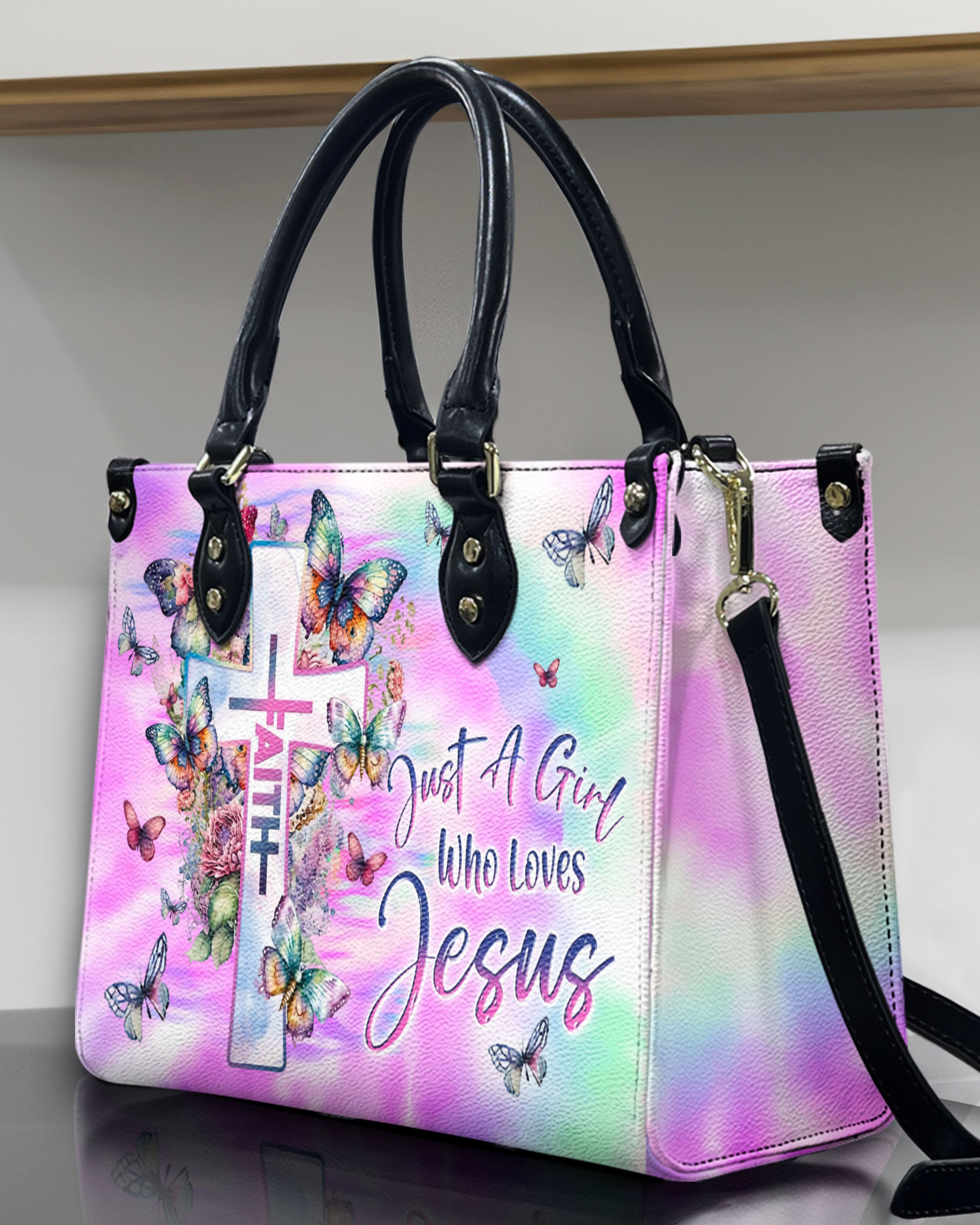 Just A Girl Who Loves Jesus Tie Dye Leather Handbag - Yhln0210244