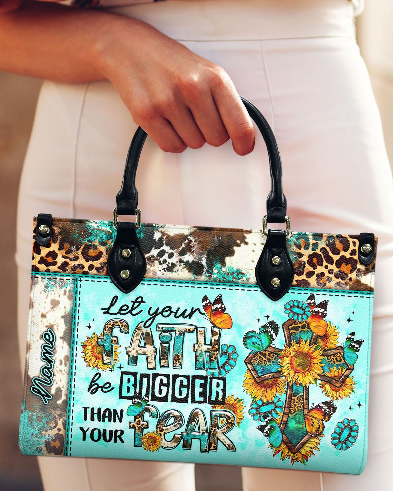 Let Your Faith Be Bigger Than Your Fear Leather Handbag - Tltr2603242