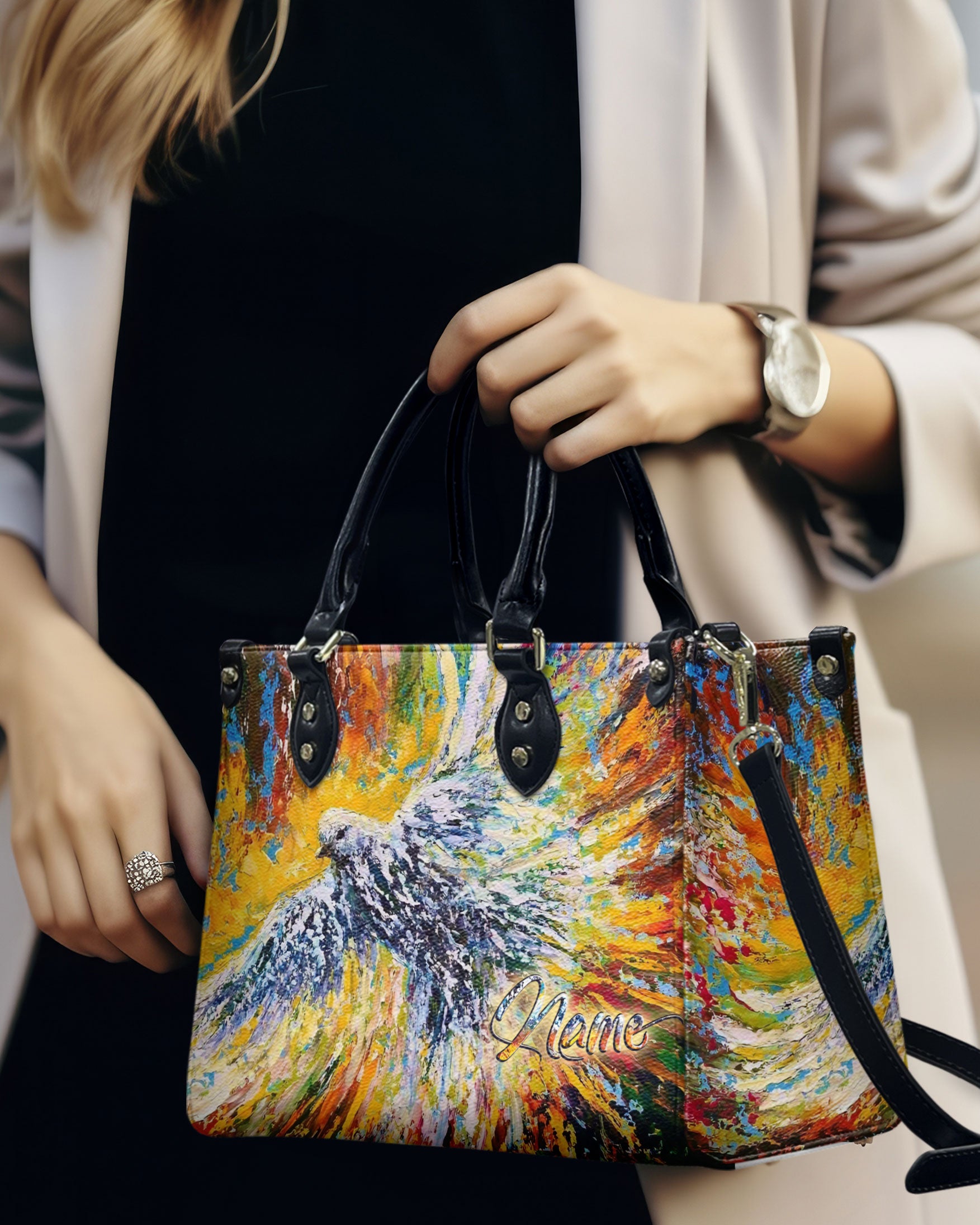 Paining Dove Faith Leather Handbag - Yhlt2409244
